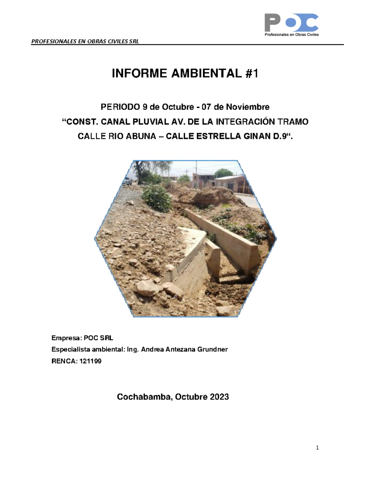 PL01 Informe Ambiental - INFORME AMBIENTAL PERIODO 9 De Octubre - 07 De ...