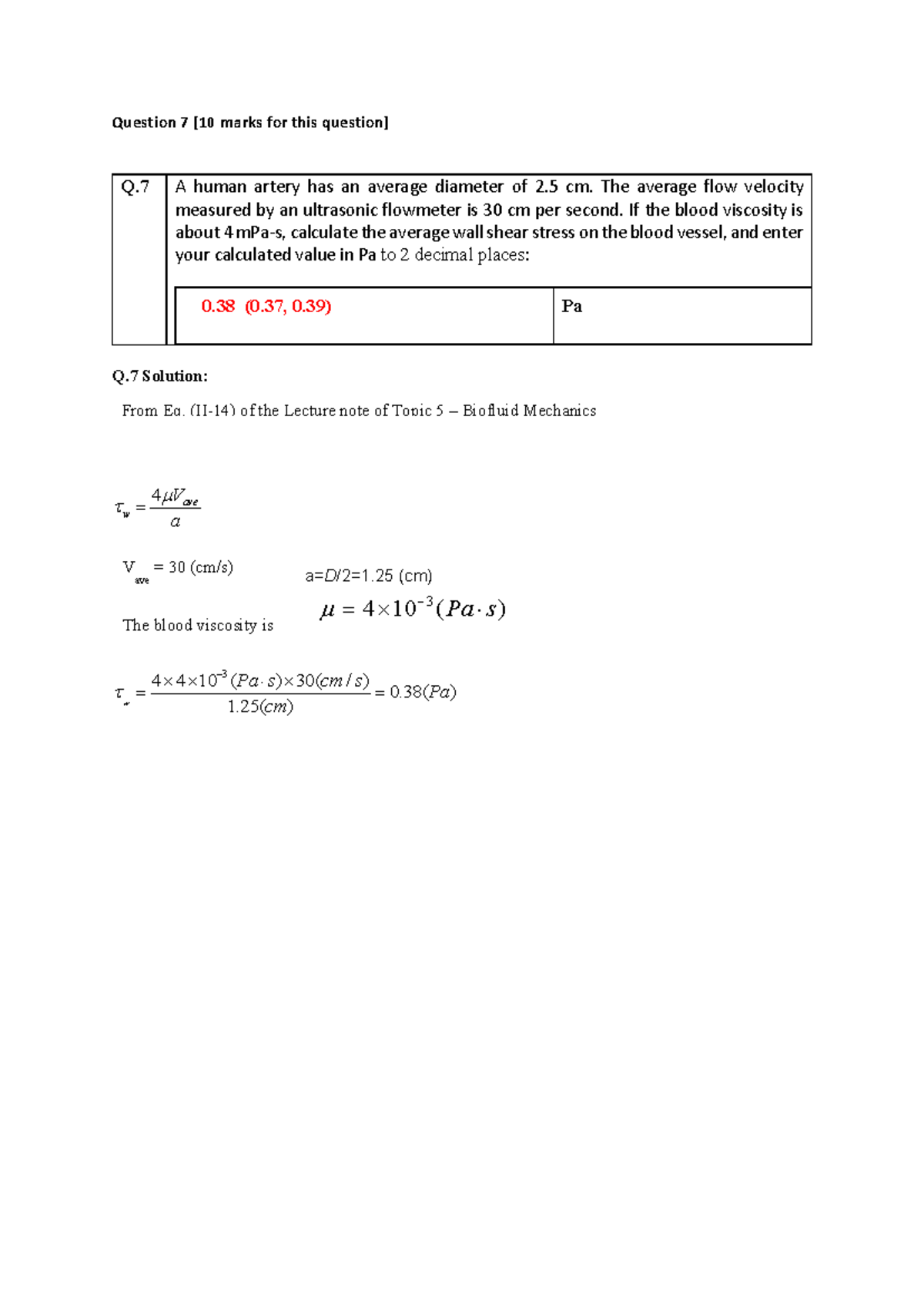 Example Q.7 (Biomechanics) - Question 7 [10 marks for this question] Q ...