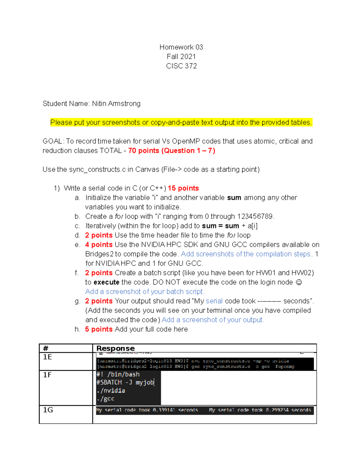 Homework 03-1 - Parallel Computing HW - Homework 03 Fall 2021 CISC 372 ...