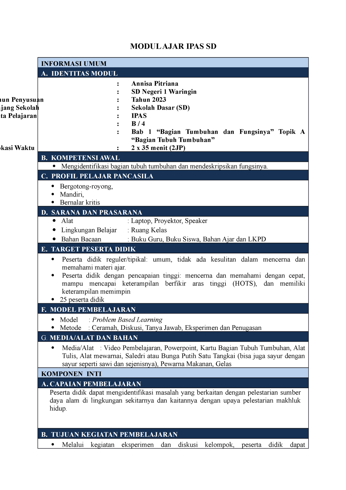 Modul Ajar Bagian Tumbuhsn Dan Fungsinya - MODUL AJAR IPAS SD INFORMASI ...