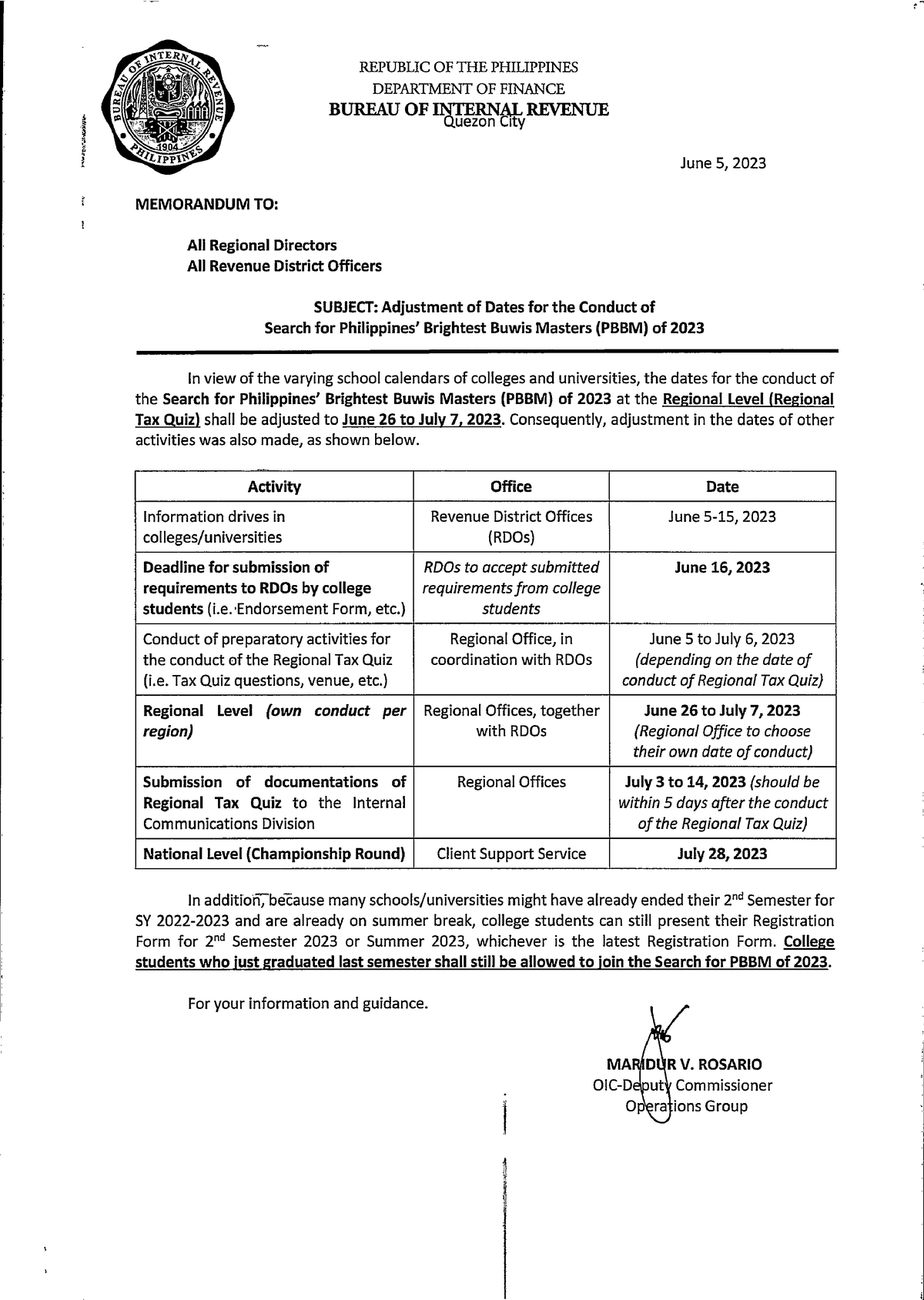 Memo PBBM 2023 - Jdjdnxncnsnans - RA on Accountancy - Studocu