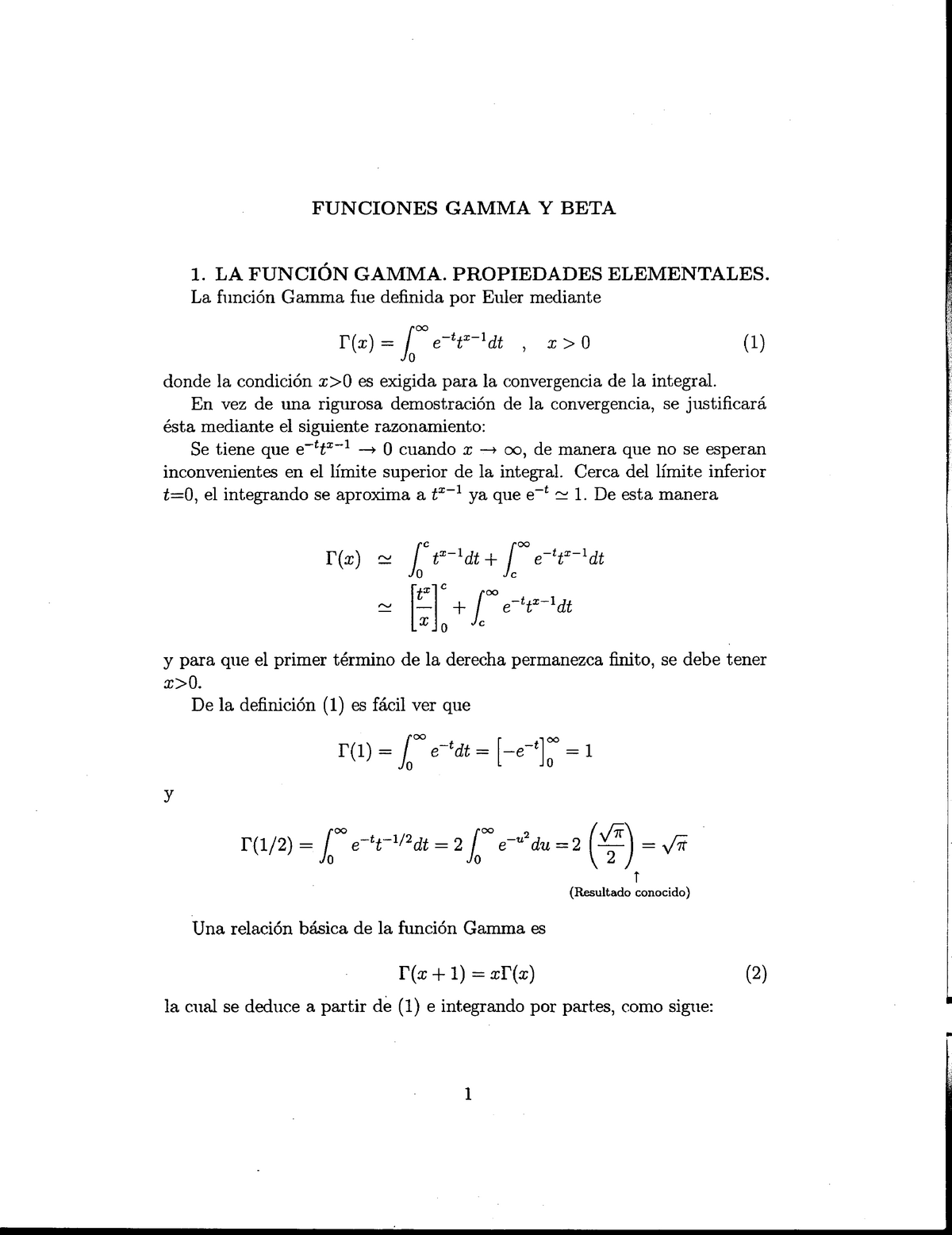 Villalobos Gammay Beta Completo Funciones Gamma Beta La Funci Gamma Propiedades Studocu