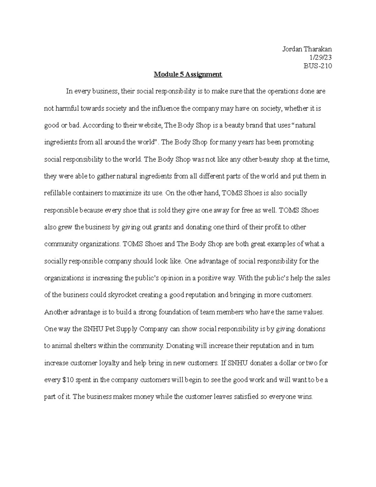 Module 5 Assignment - Notes - Jordan Tharakan 1/29/ BUS- Module 5 ...