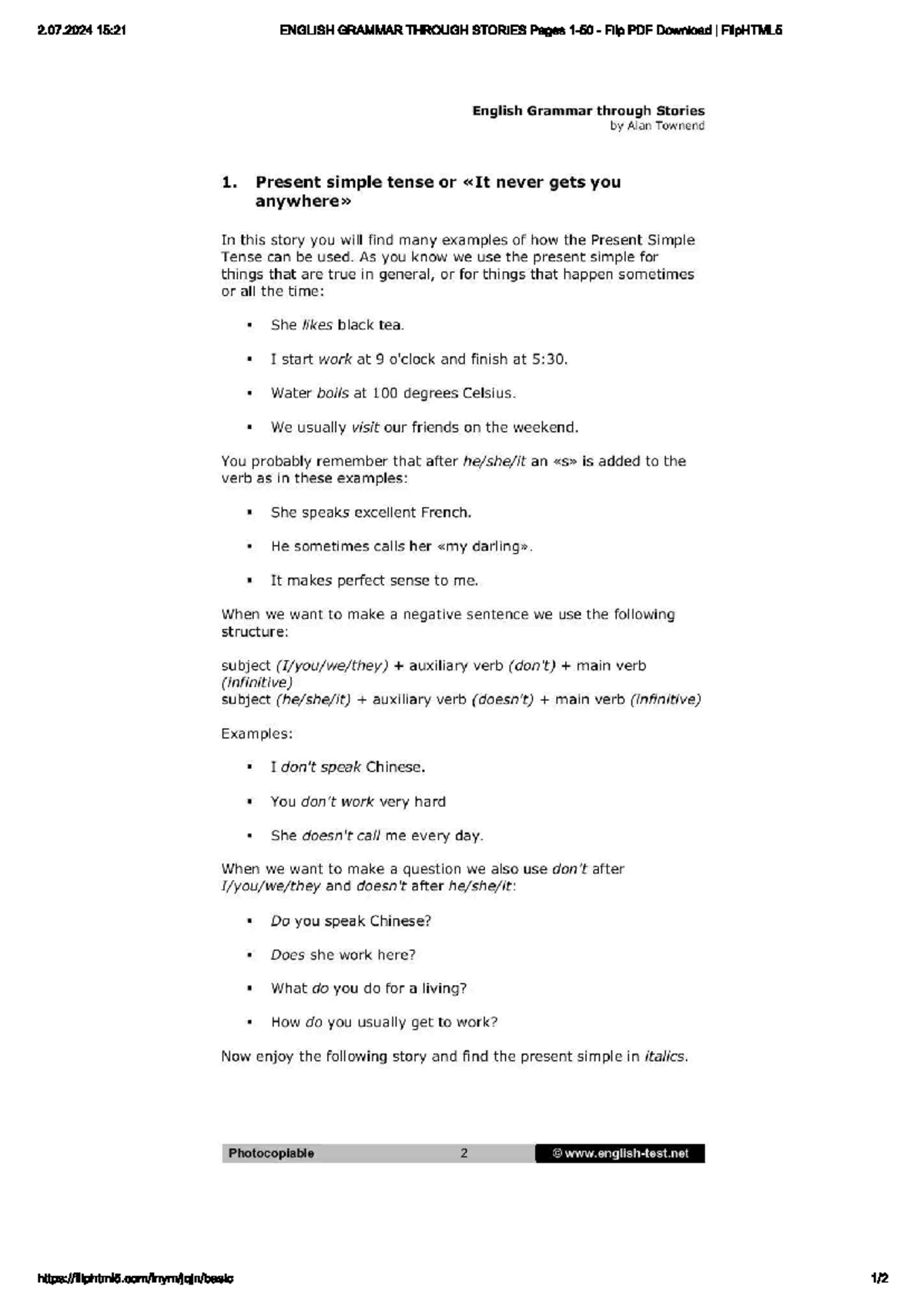 Stories - for practice english - 2.07 15:21 ENGLISH GRAMMAR THROUGH ...