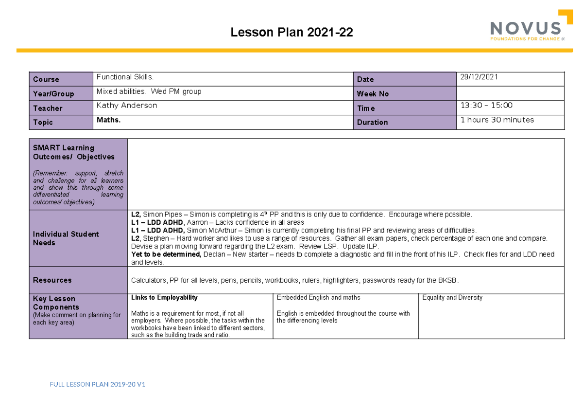 2021-22 Lesson Plan 29122021 PM - Course Functional Skills. Date 29/12 ...