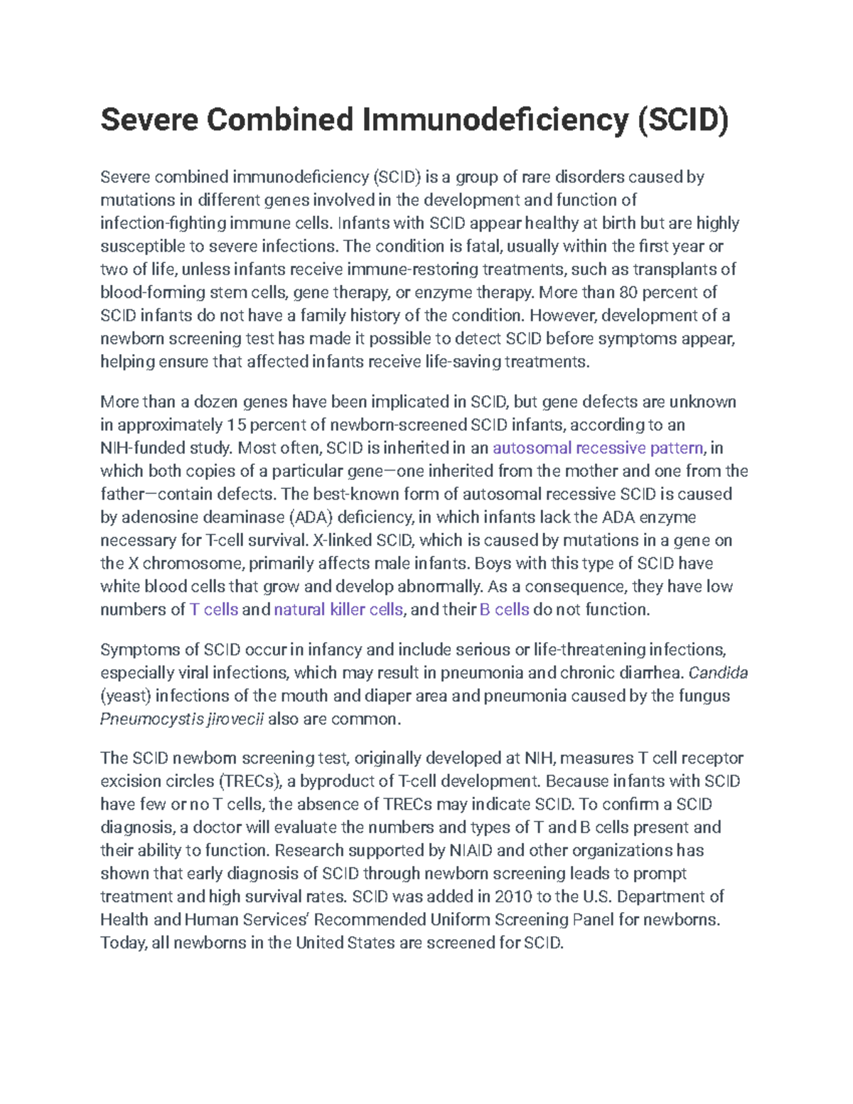 Severe Combined Immunodeficiency (SCID) - Infants with SCID appear ...