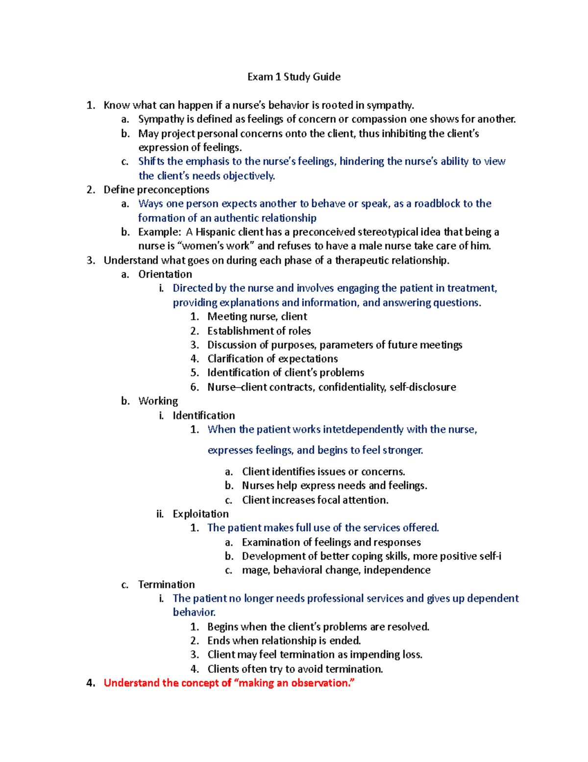 Exam 1 Study Guide- N3415 - Exam 1 Study Guide Know what can happen if ...