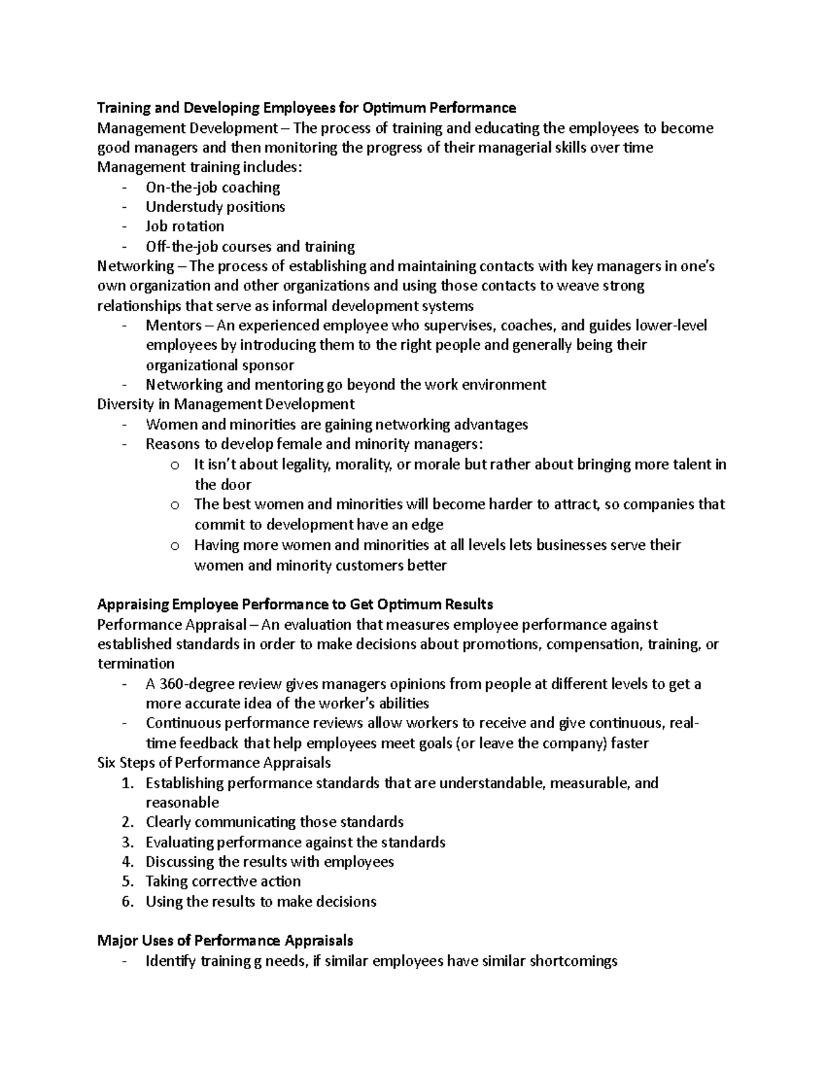 10:19:2022 Notes - Training and Developing Employees for Optimum ...