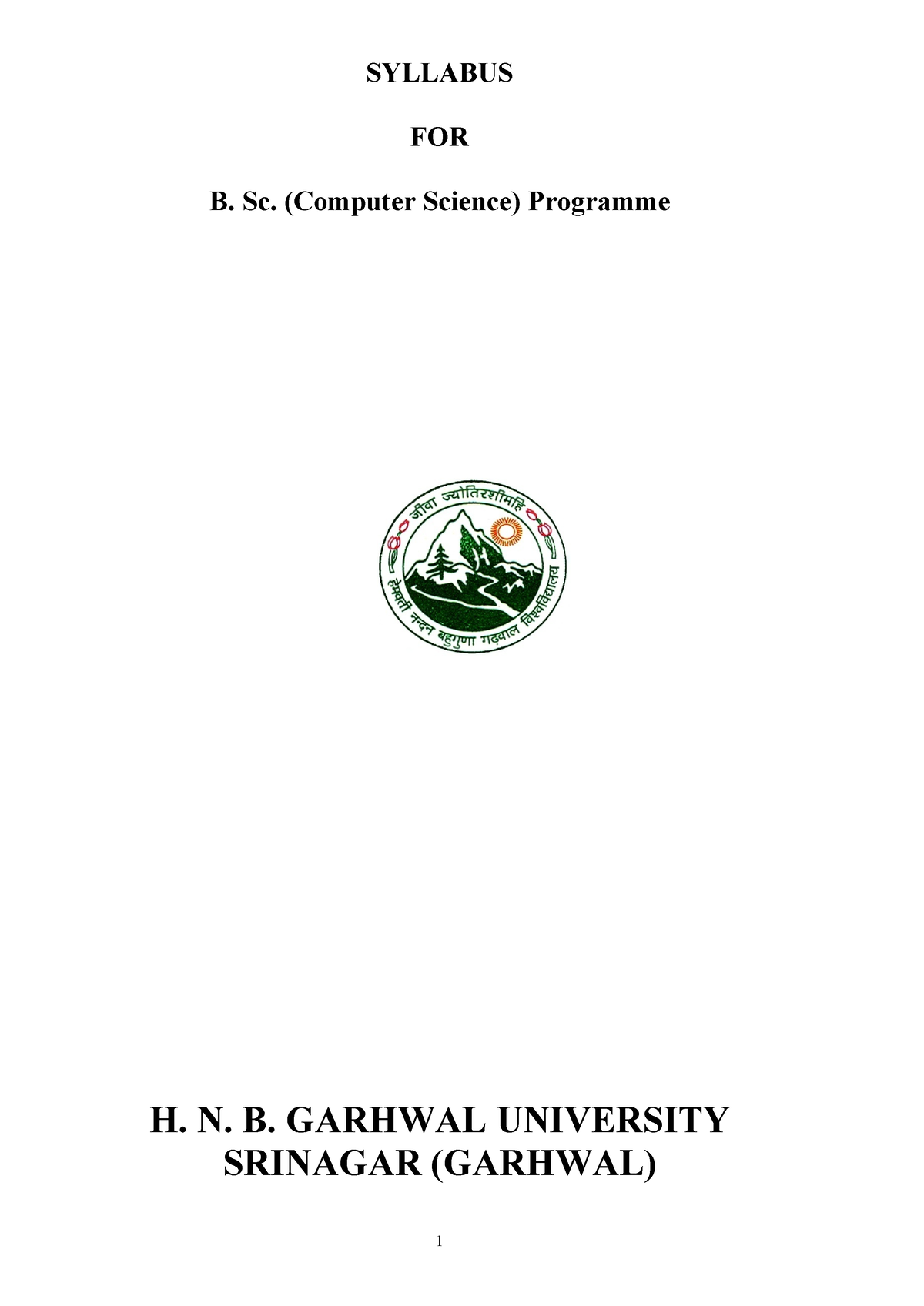 BSc. Computer Science Syllabus - SYLLABUS FOR B. Sc. (Computer Science ...