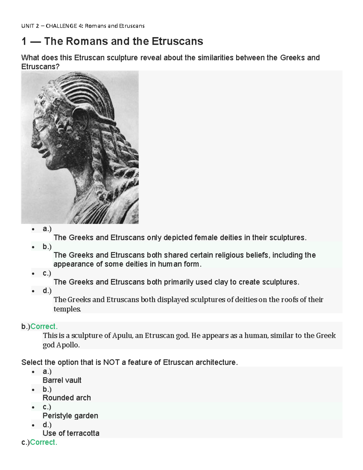 UNIT 2 – CHALLENGE 4: Romans And Etruscans - UNIT 2 – CHALLENGE 4 ...