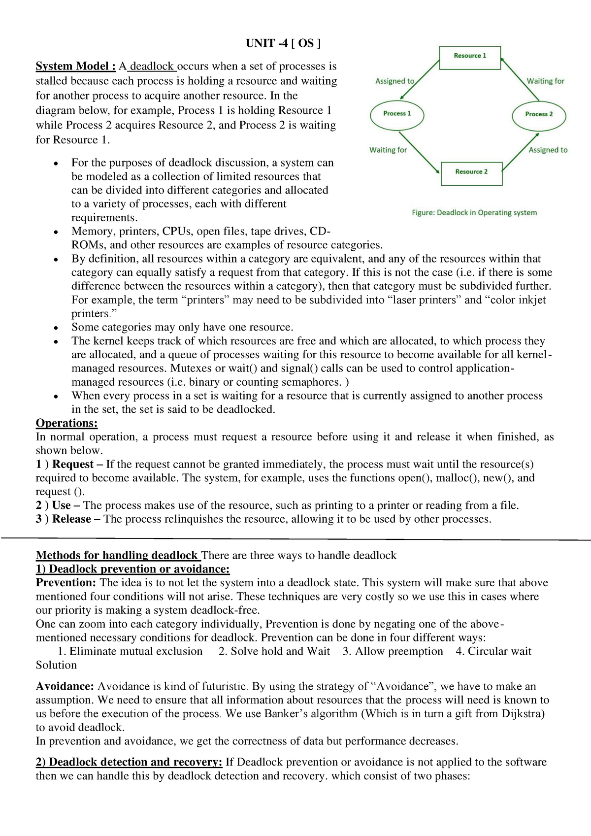 UNIT 4 OS - Summary BTech CSE - UNIT - 4 [ OS ] System Model : A ...