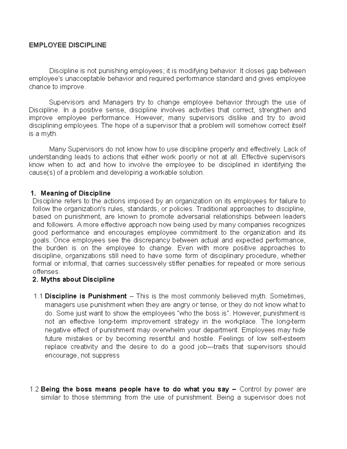 Employee Discipline Policy Pdf