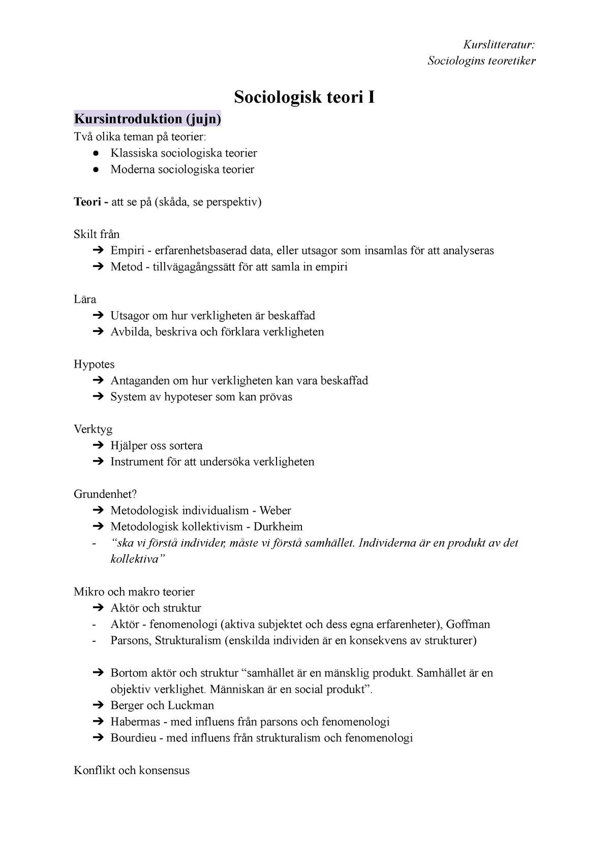 Sociologisk Teori I - Sociologins Teoretiker Sociologisk Teori I ...