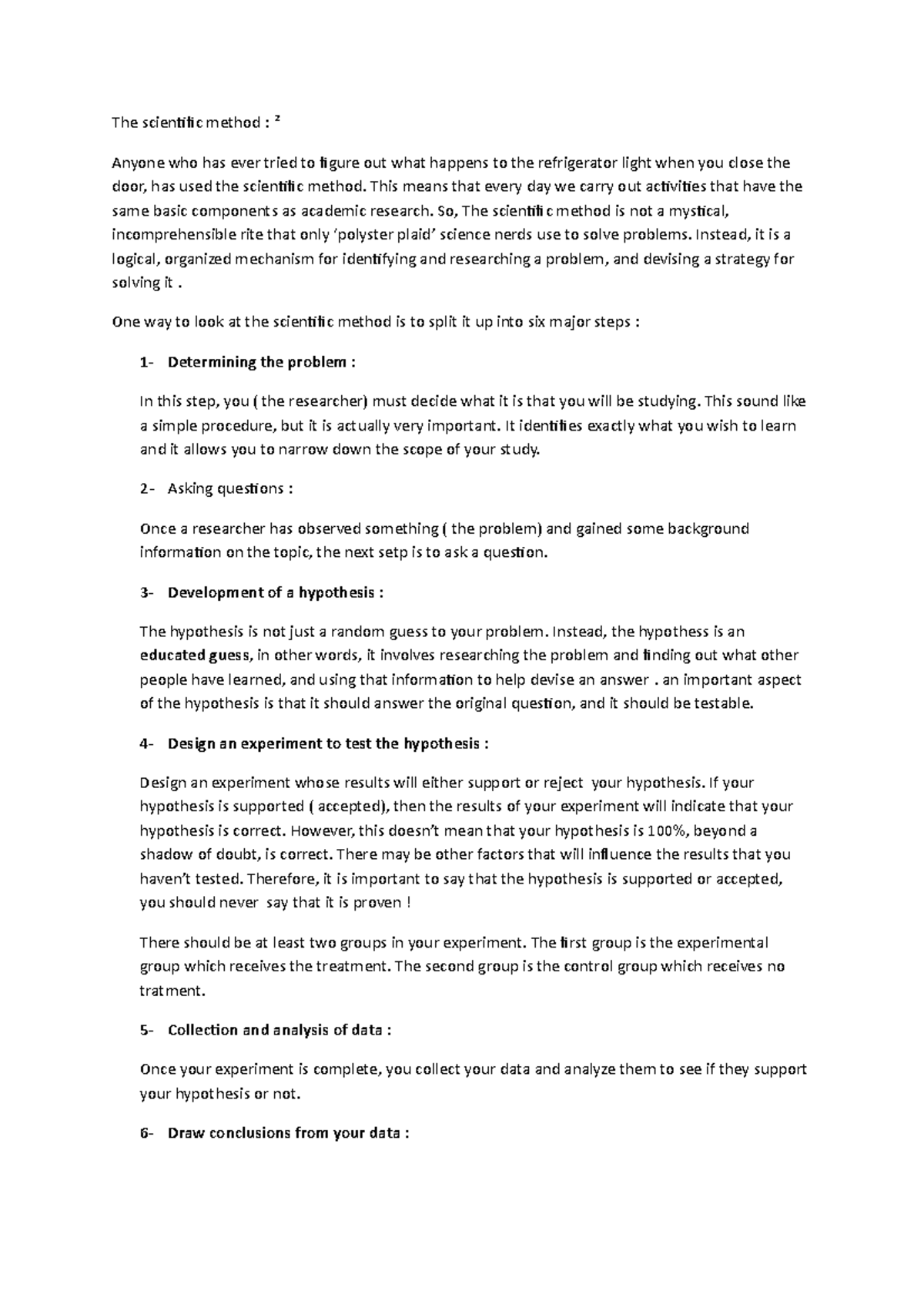 Scientific method 2 the summeries - The scientific method : ² Anyone ...