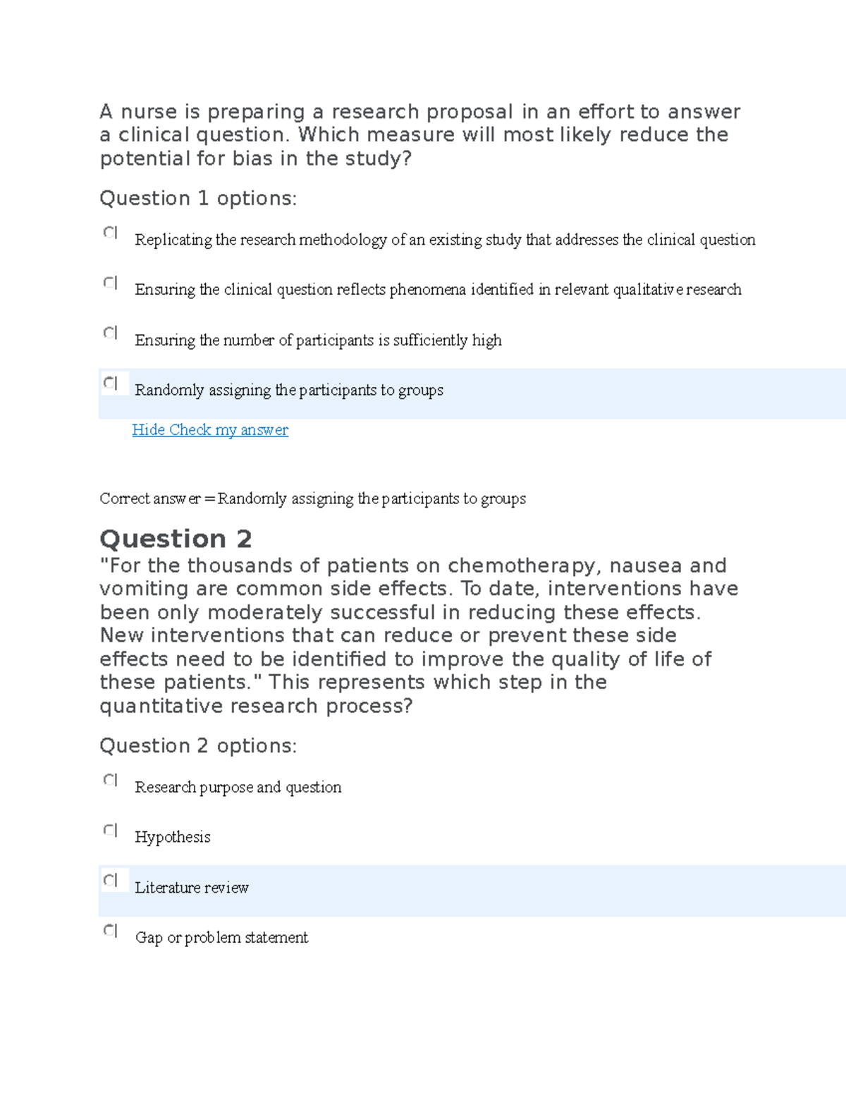 research proposal quiz questions