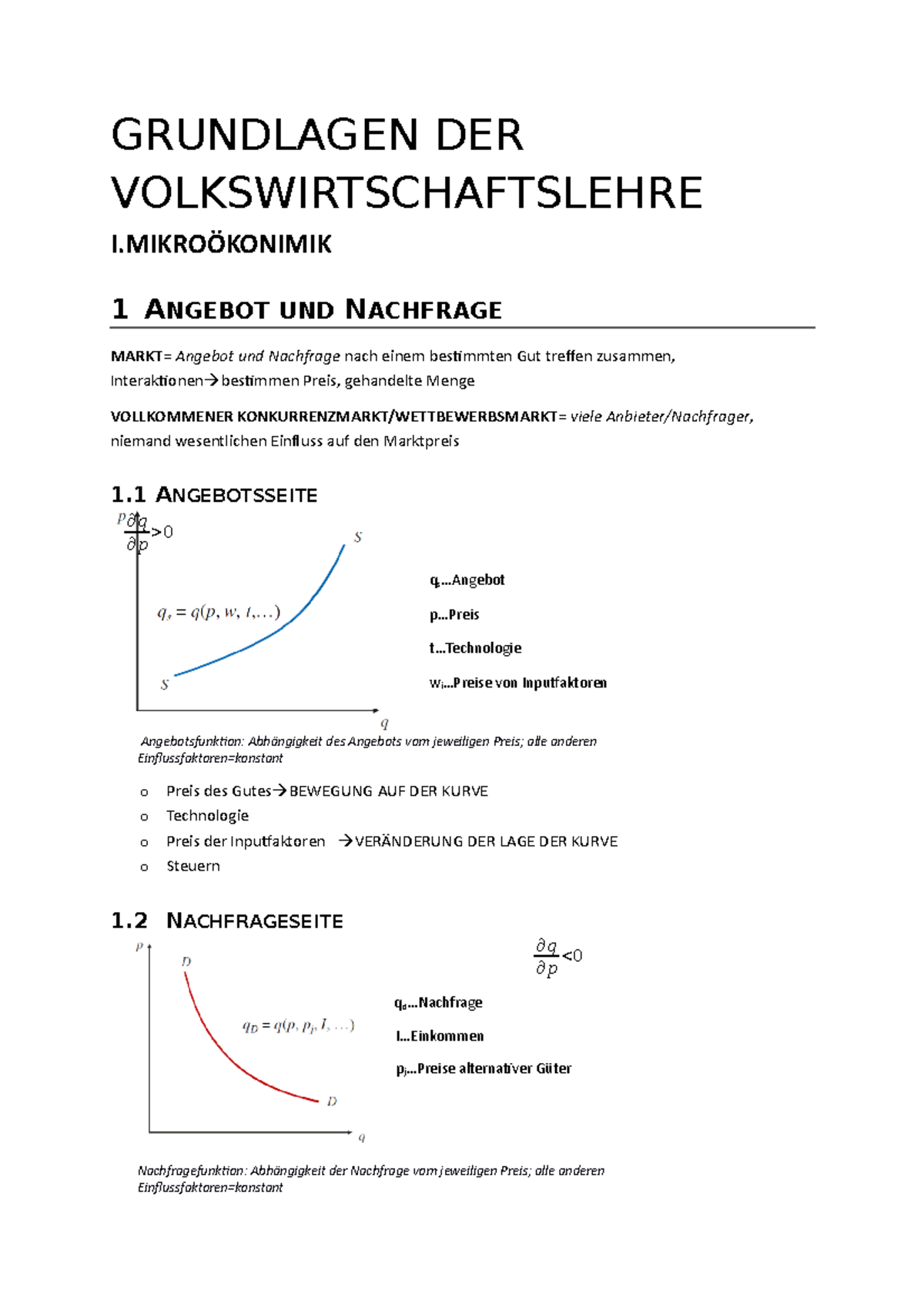 Grundlagen DER Volkswirtschaftslehre Zusammenfassung - GRUNDLAGEN DER ...