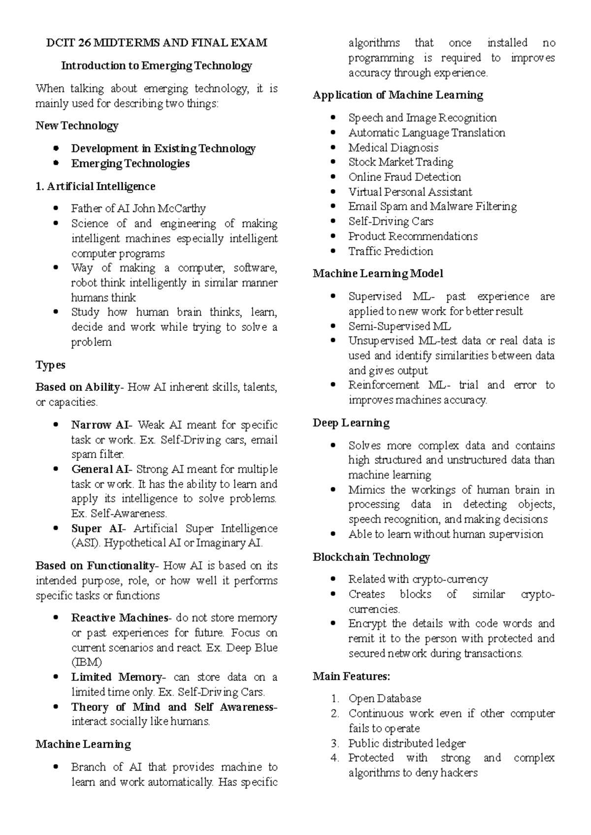 DCIT 26 MIDTERMS AND FINAL EXAM: Introduction to Emerging Technology ...
