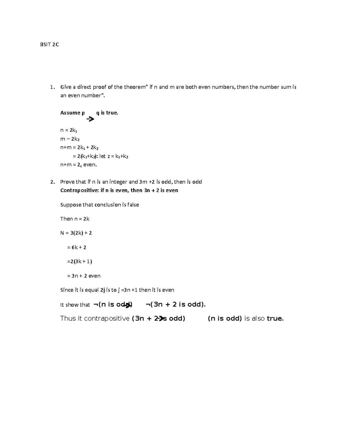 Assignment #4-Matudio - BSIT 2C Give a direct proof of the theorem” if ...