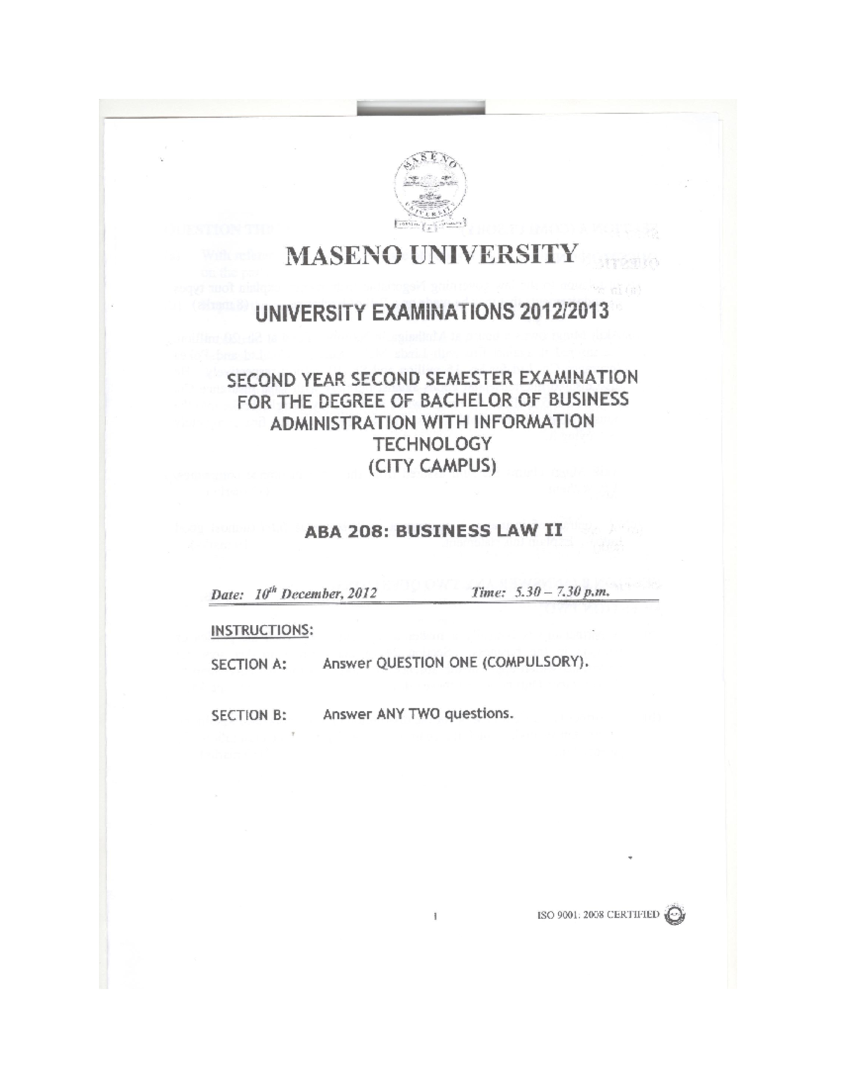 A BA 208 YR 2 SM 2 CITY Campus 2012-2013 - Commerical Law - Studocu