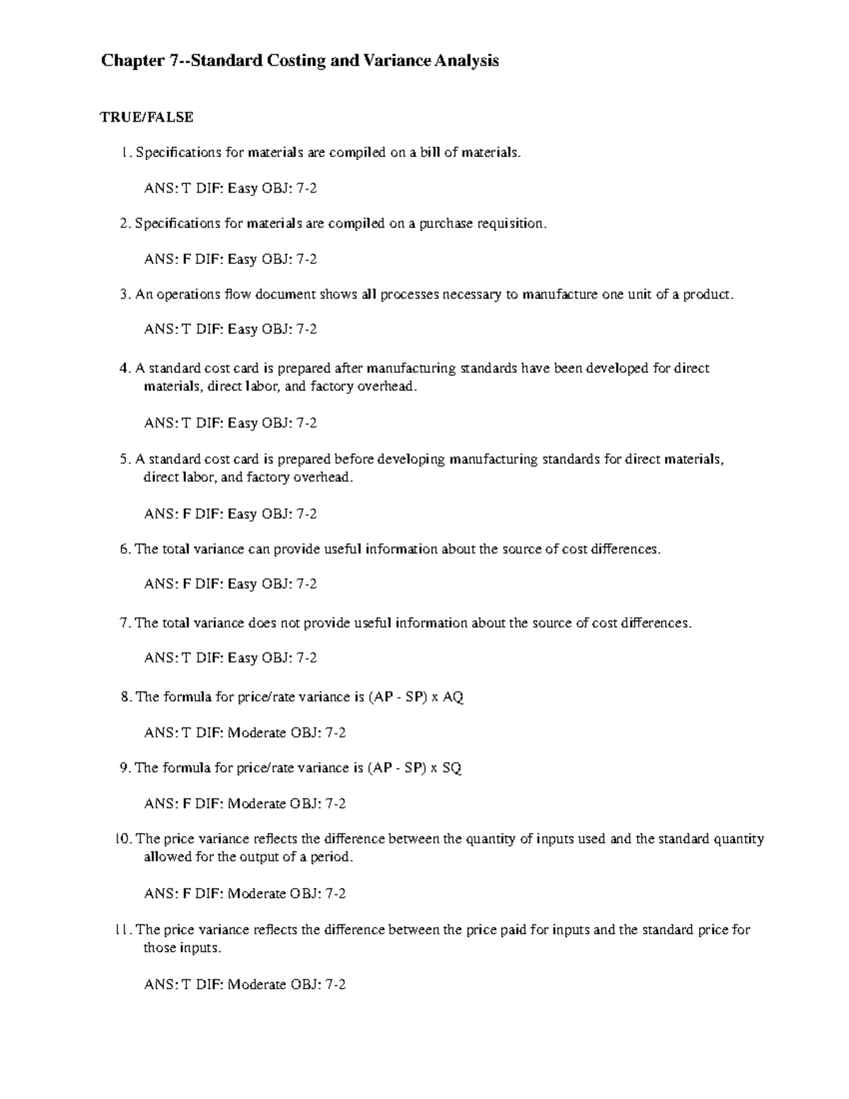 Copy Of Chapter 7-Standard Costing - Chapter 7-Standard Costing And ...