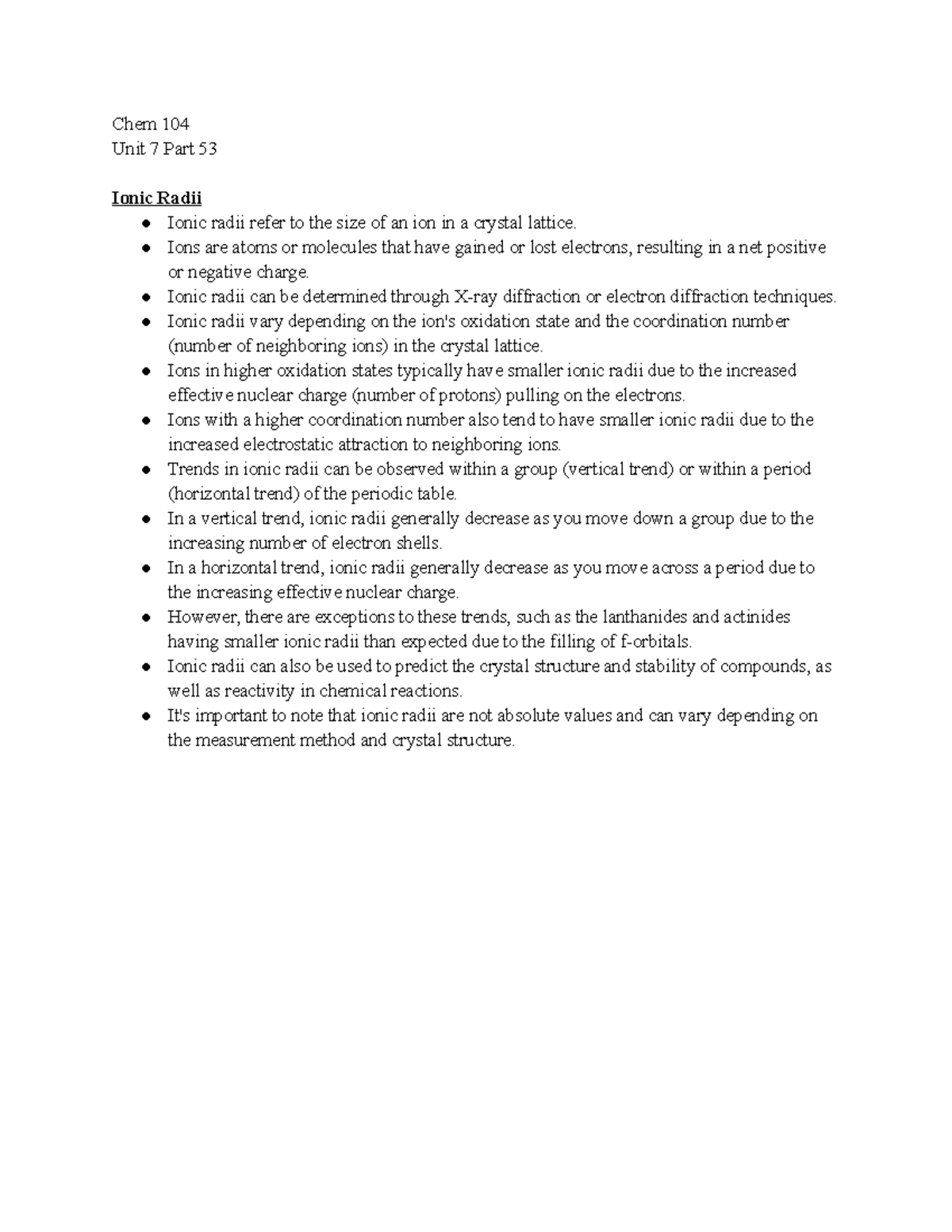 General Chemistry 104 Unit 7 Part 53 Notes - Chem 104 Unit 7 Part 53 ...