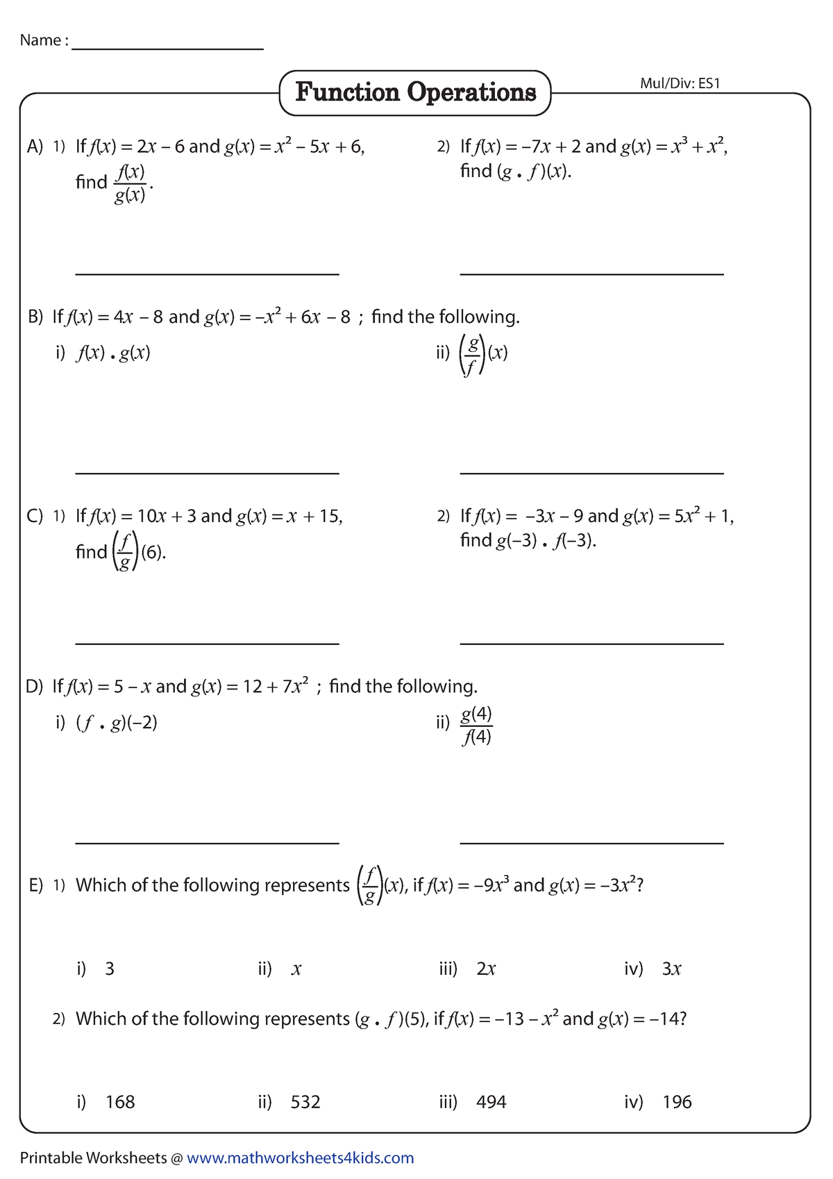 Mul div easy 1 - Mul div easy 1 - Printable Worksheets ...