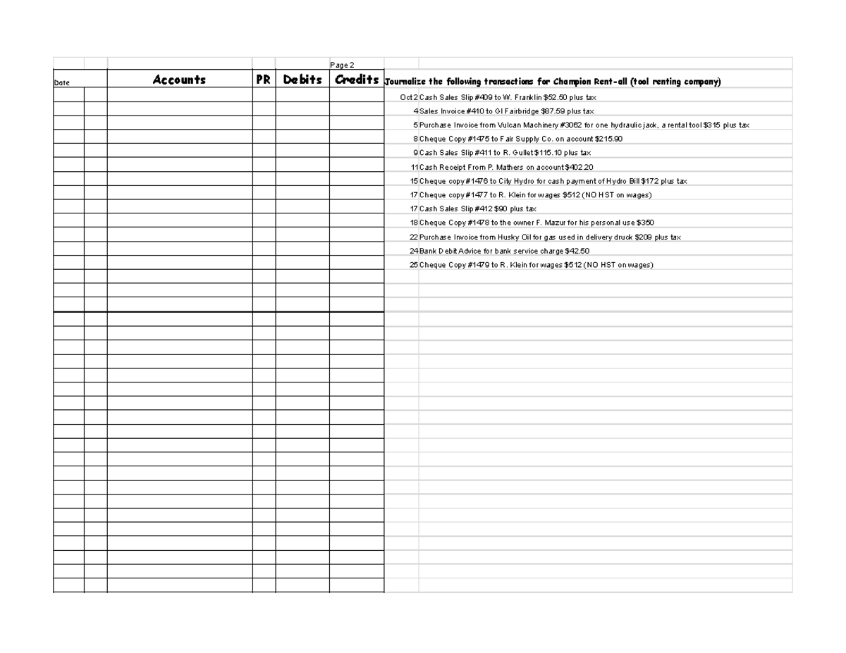 New- HST and Source Document - GJ - Page 2 Date Accounts PR Debits ...