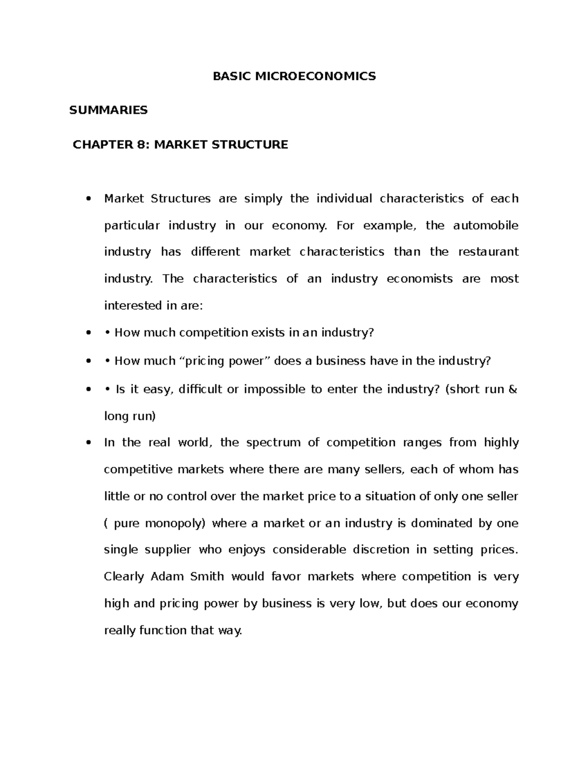 Basic Microeconomics Chapter 8 Market Structure - BASIC MICROECONOMICS ...