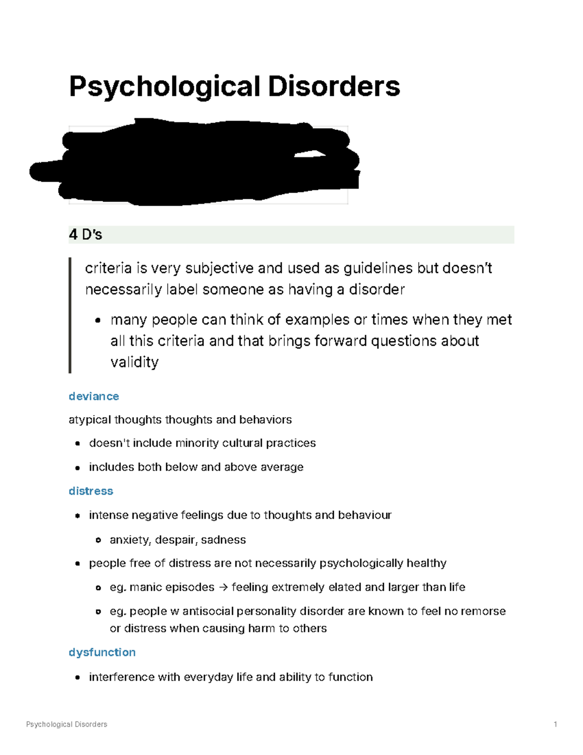 Psychological Disorders 1 - Psychological Disorders Type Lecture ...