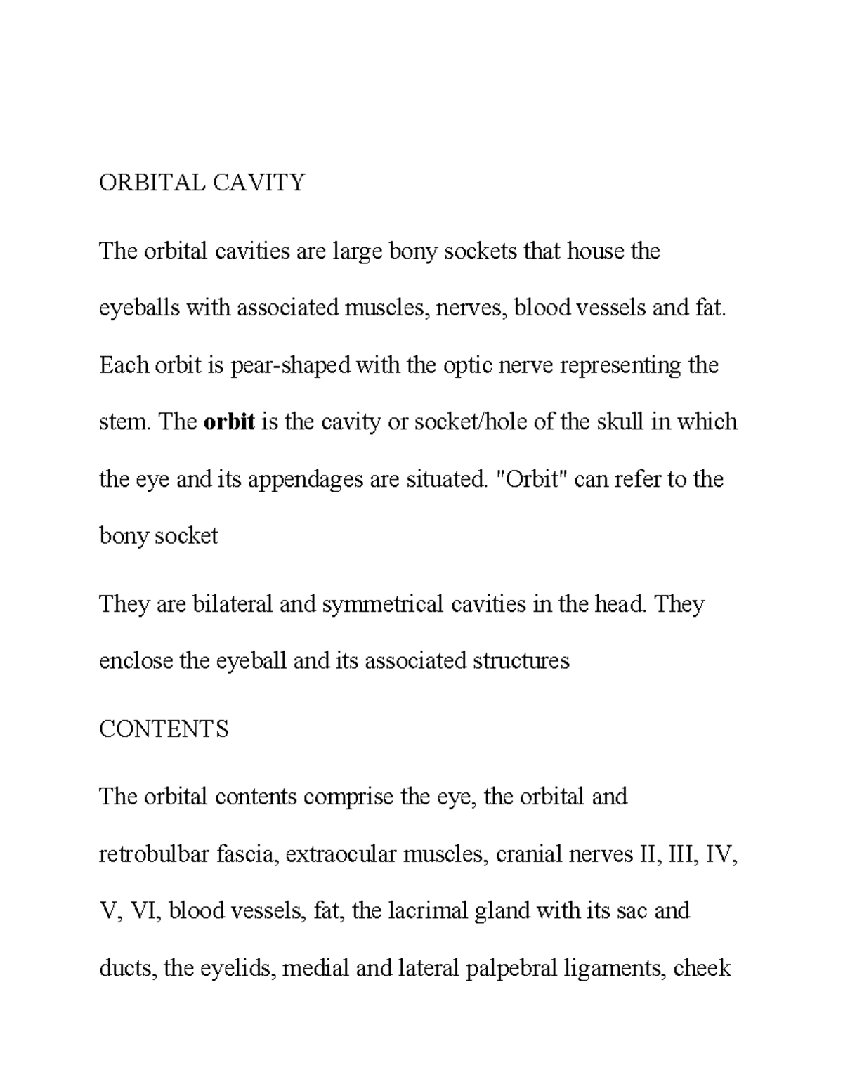 Orbit Cavity - Learn about the eye - ORBITAL CAVITY The orbital ...