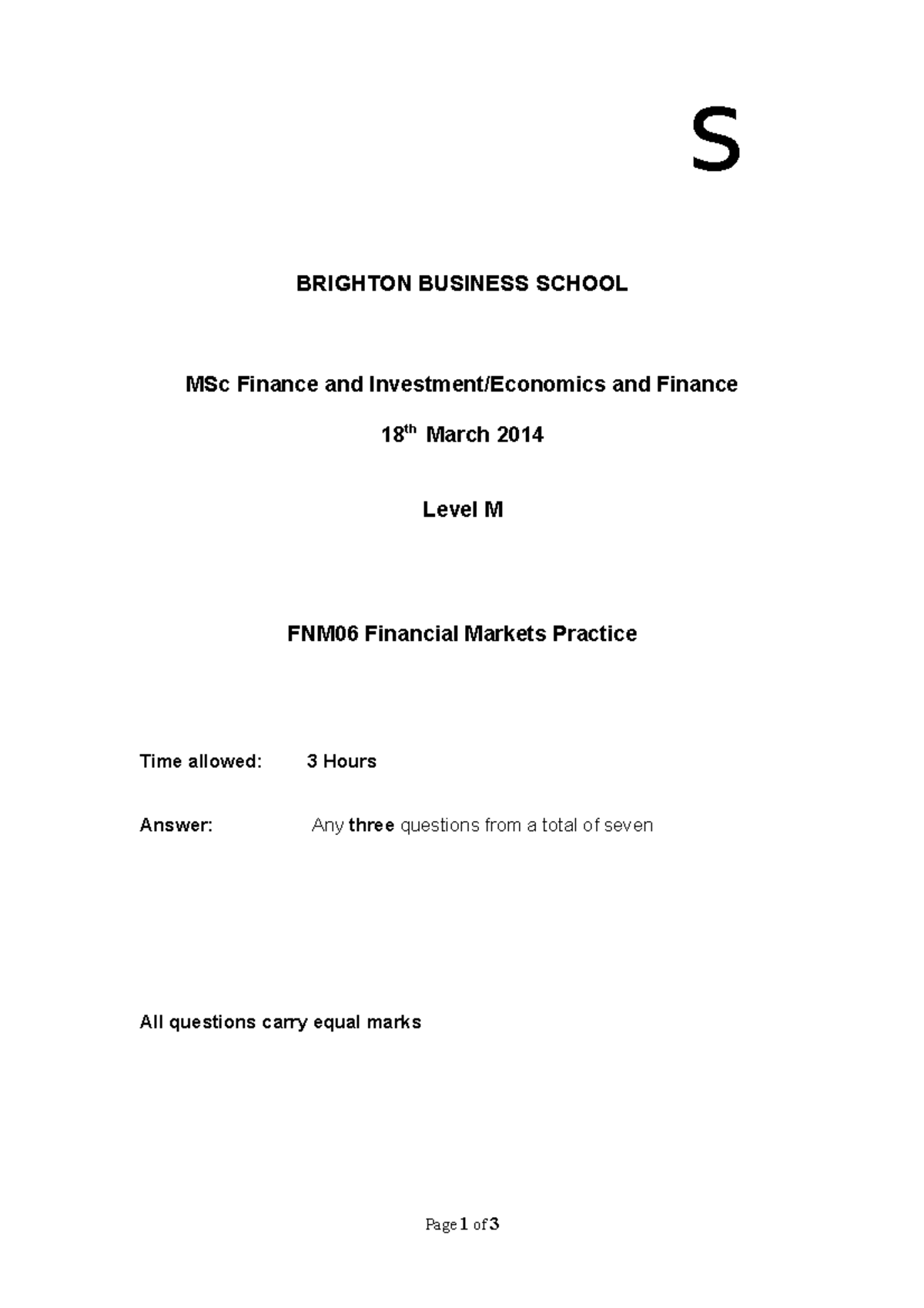 fnm06-sample-practice-exam-2014-s-brighton-business-school-msc