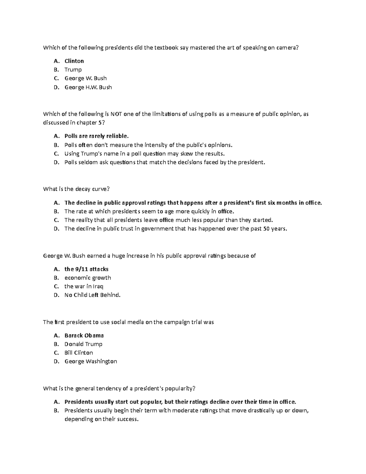 Pres 3 - Practice - Which Of The Following Presidents Did The Textbook 