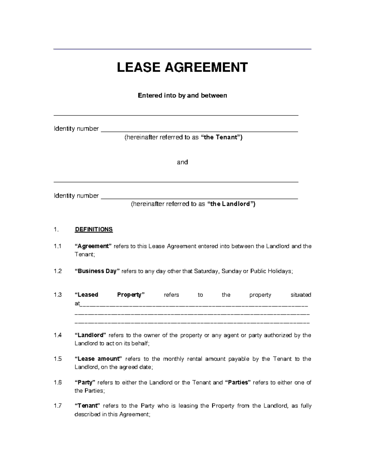 TUTLeaseAgreement Notes LEASE AGREEMENT Entered into by and