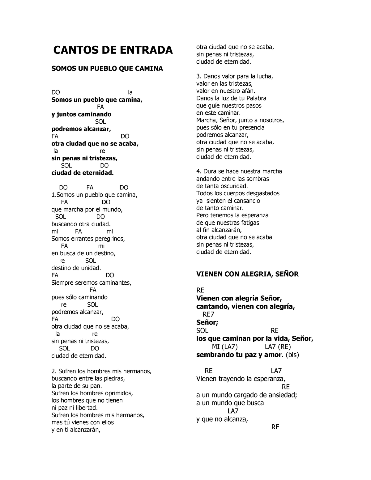 Cancionero - CANTOS DE ENTRADA SOMOS UN PUEBLO QUE CAMINA DO La Somos ...