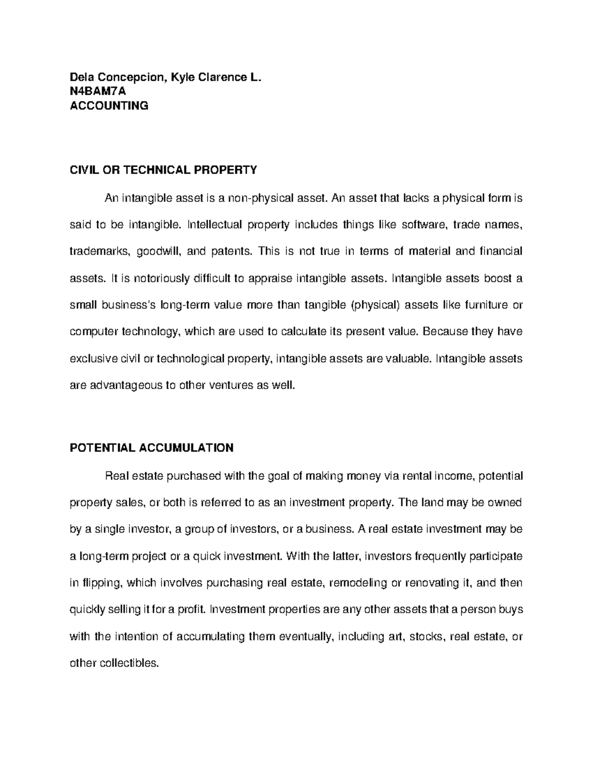 CTPPA Accounting Unit 6 Chapter 8 Civil or Technical Property