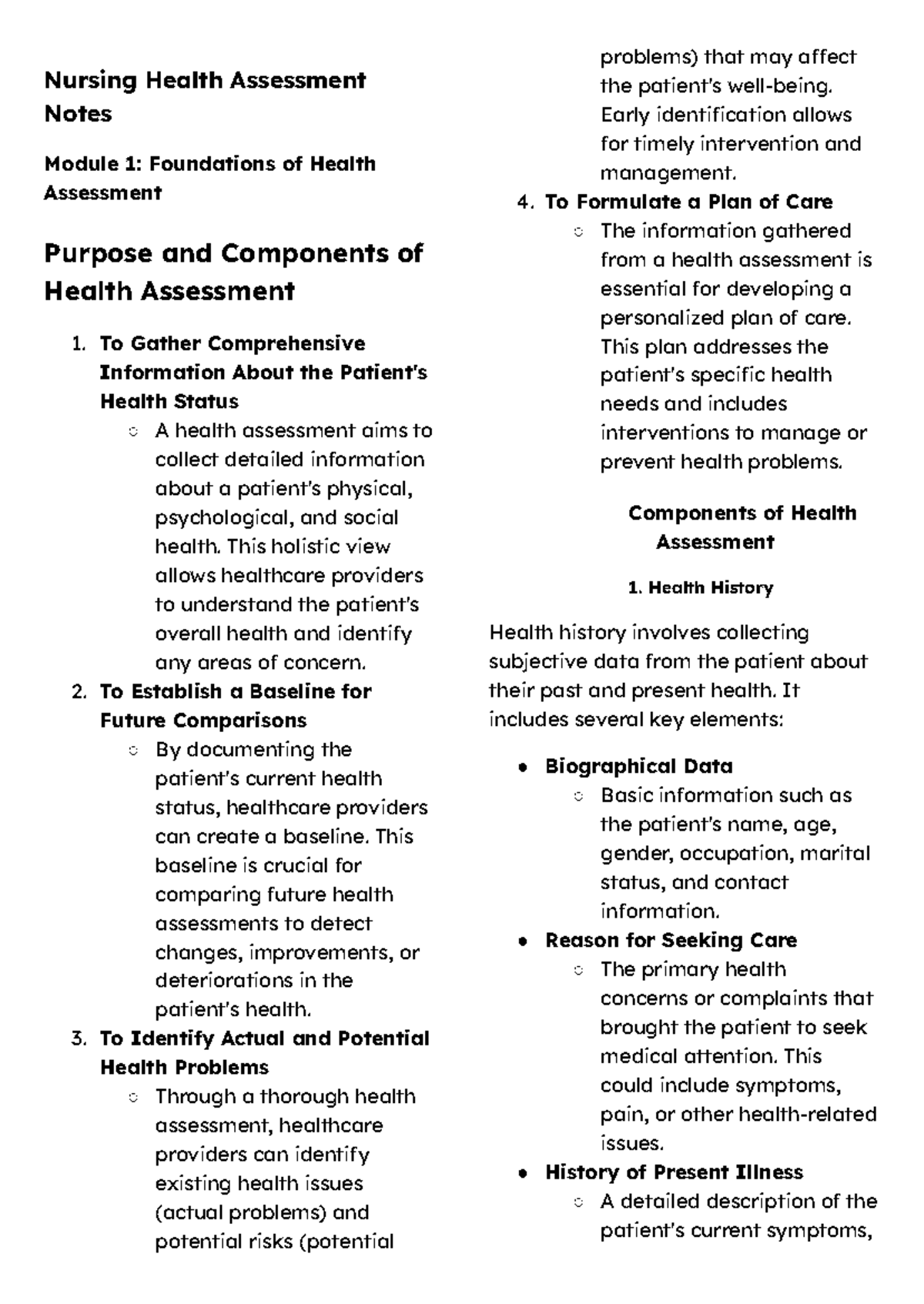 Extended Sample Nursing Health Assessment Notes - Nursing Health ...
