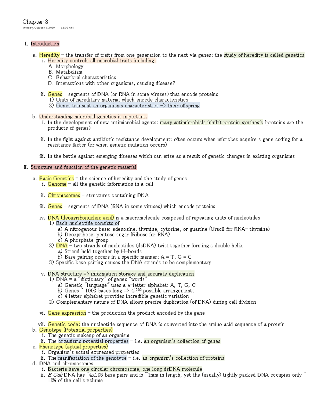 Microbio- Chapter 8 - Chapter 8 Monday, October 5, 2020 11:02 AM I ...