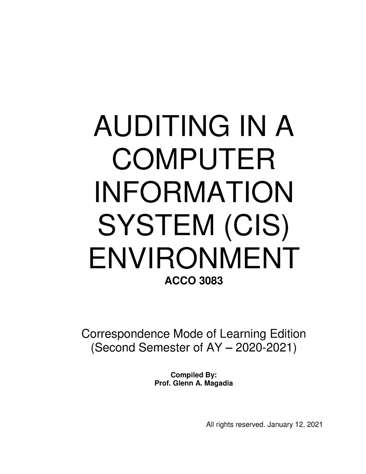 ACCO-30083 Auditing-in-CIS-Environment 1 - AUDITING IN A COMPUTER ...