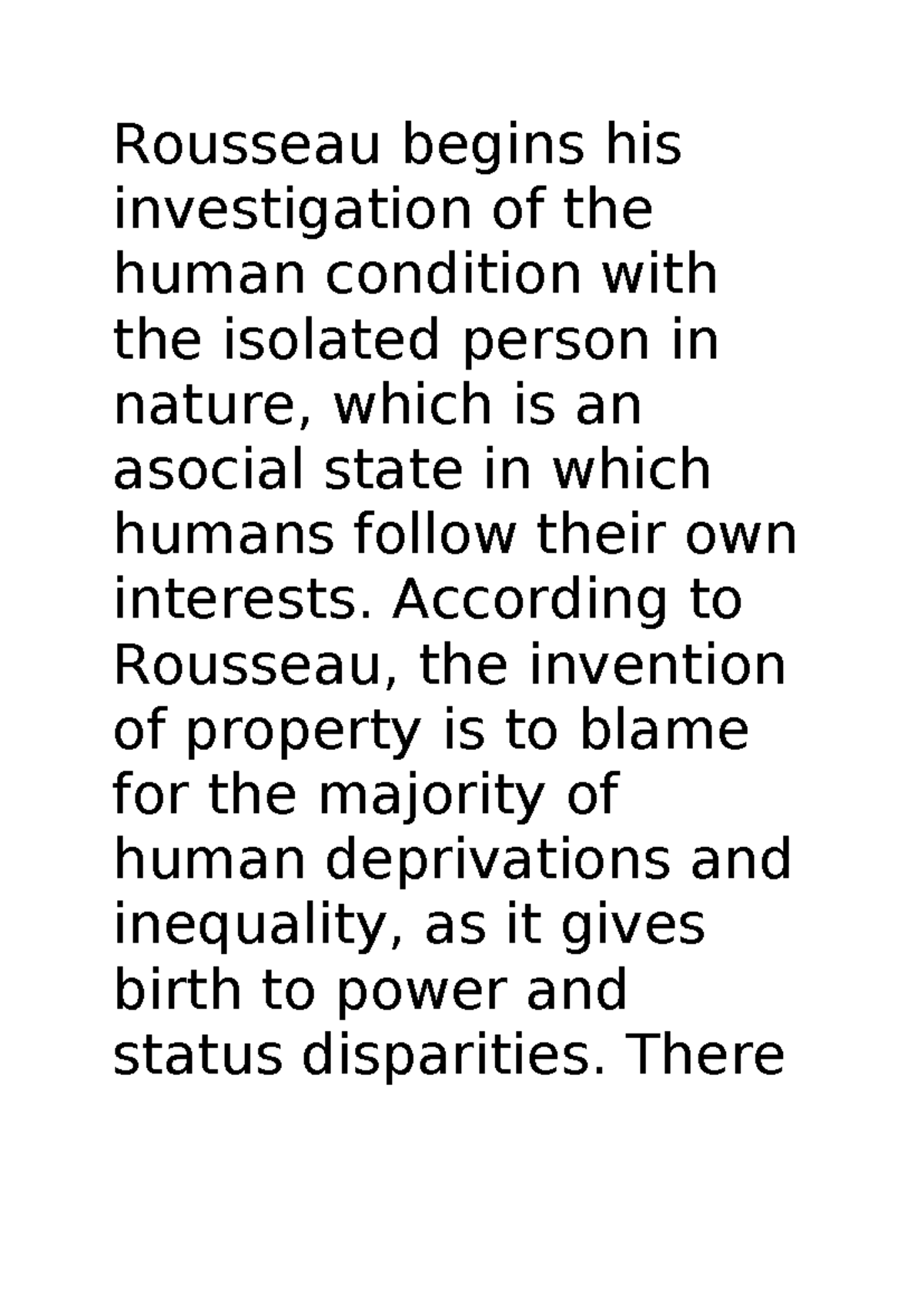 Rousseau Inequality - Rousseau begins his investigation of the human ...