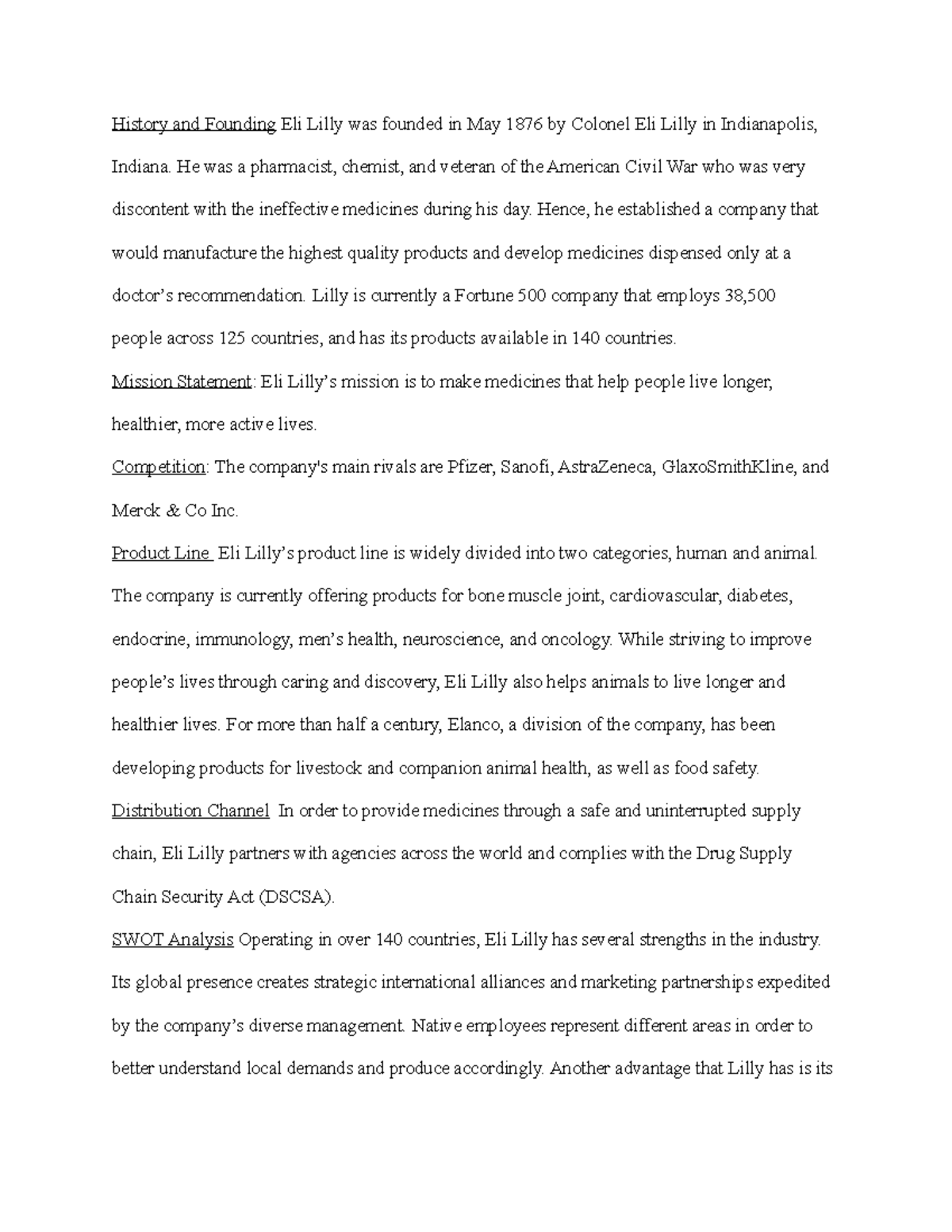 Stock Portfolio Project - History and Founding Eli Lilly was founded in ...