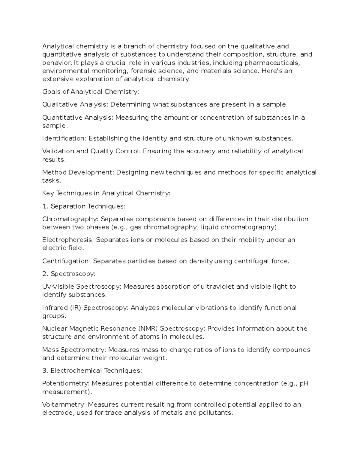 overview of analytical chemistry - Analytical chemistry is a branch of ...