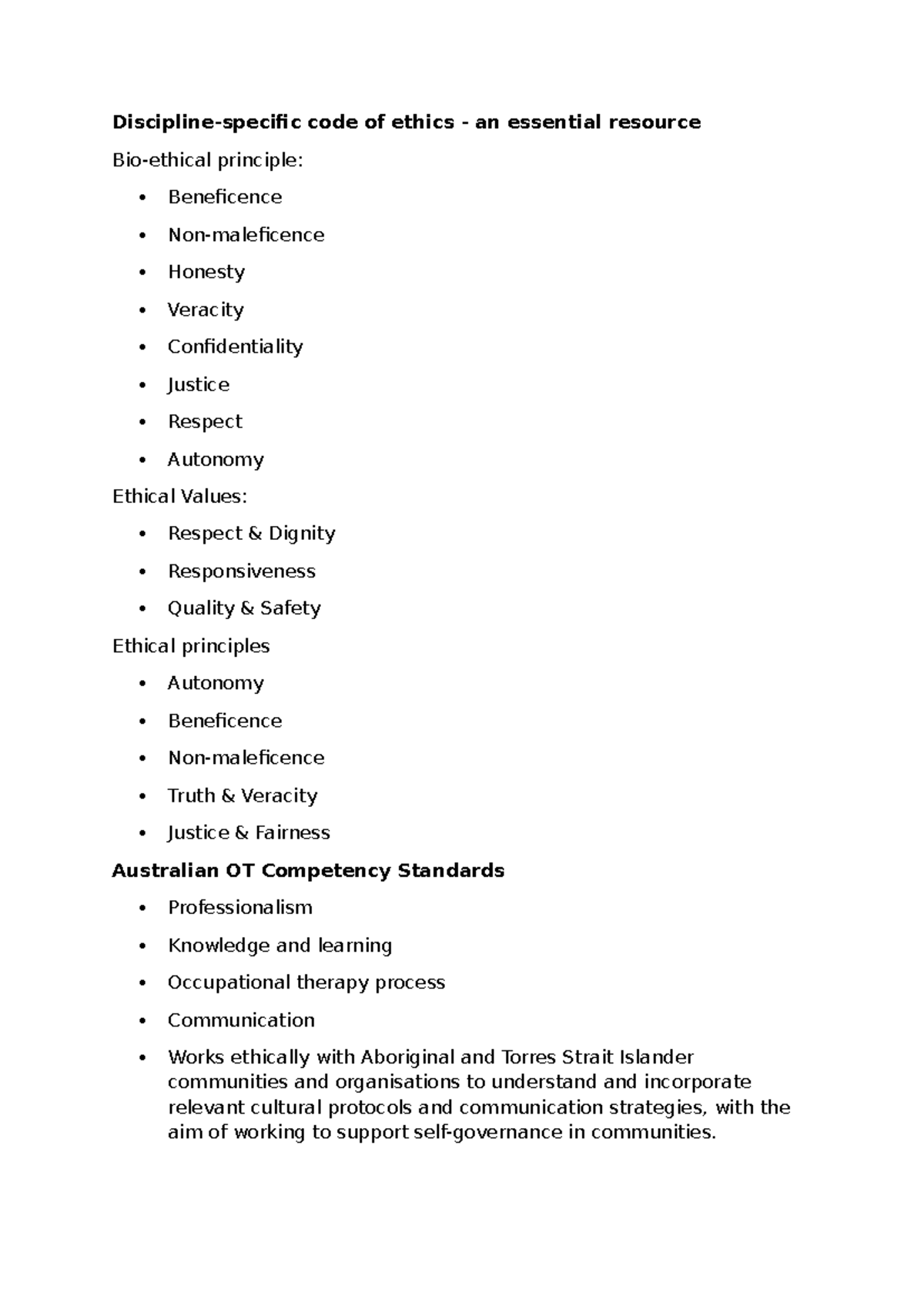 ALTH211 notes - Discipline-specific code of ethics - an essential ...