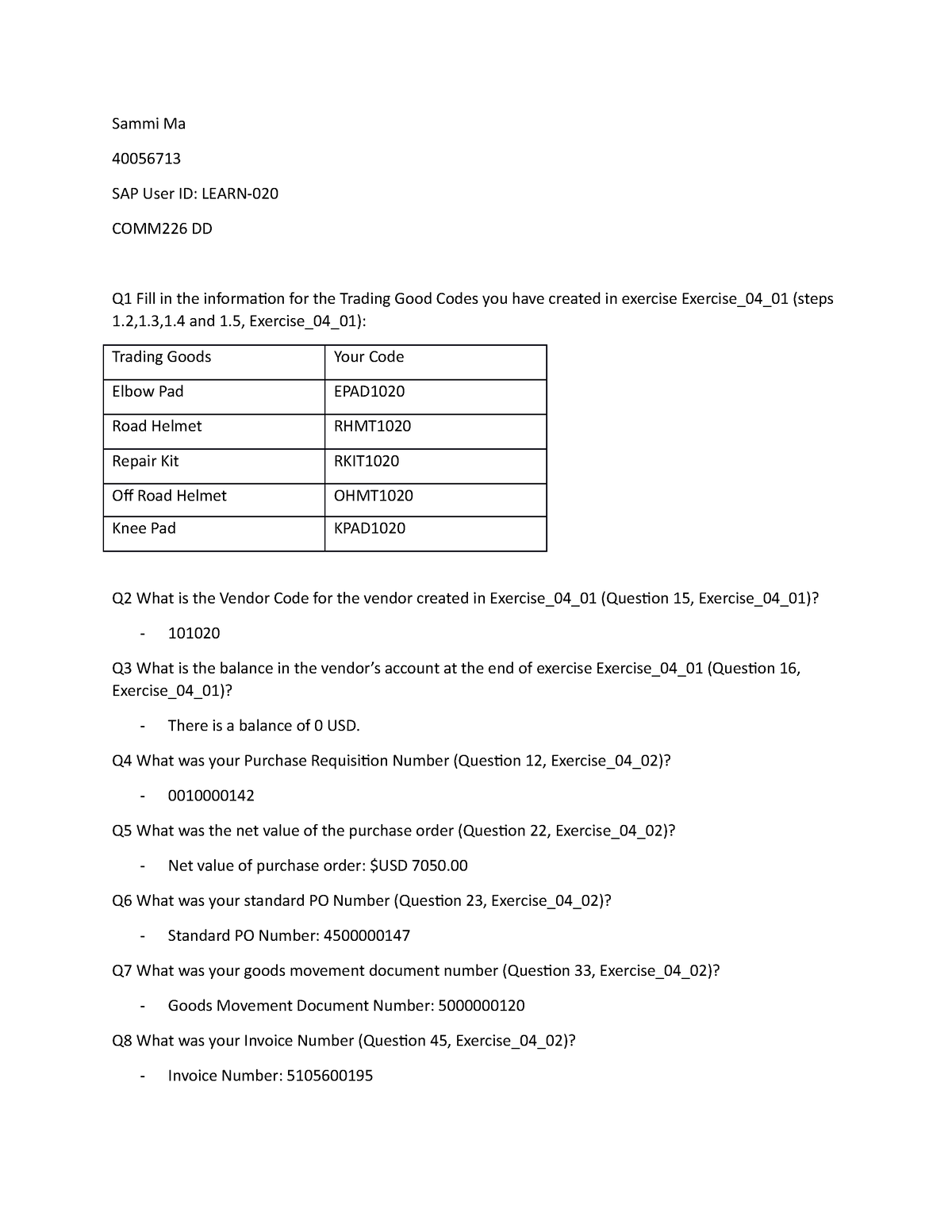 comm 226 sap assignment 1