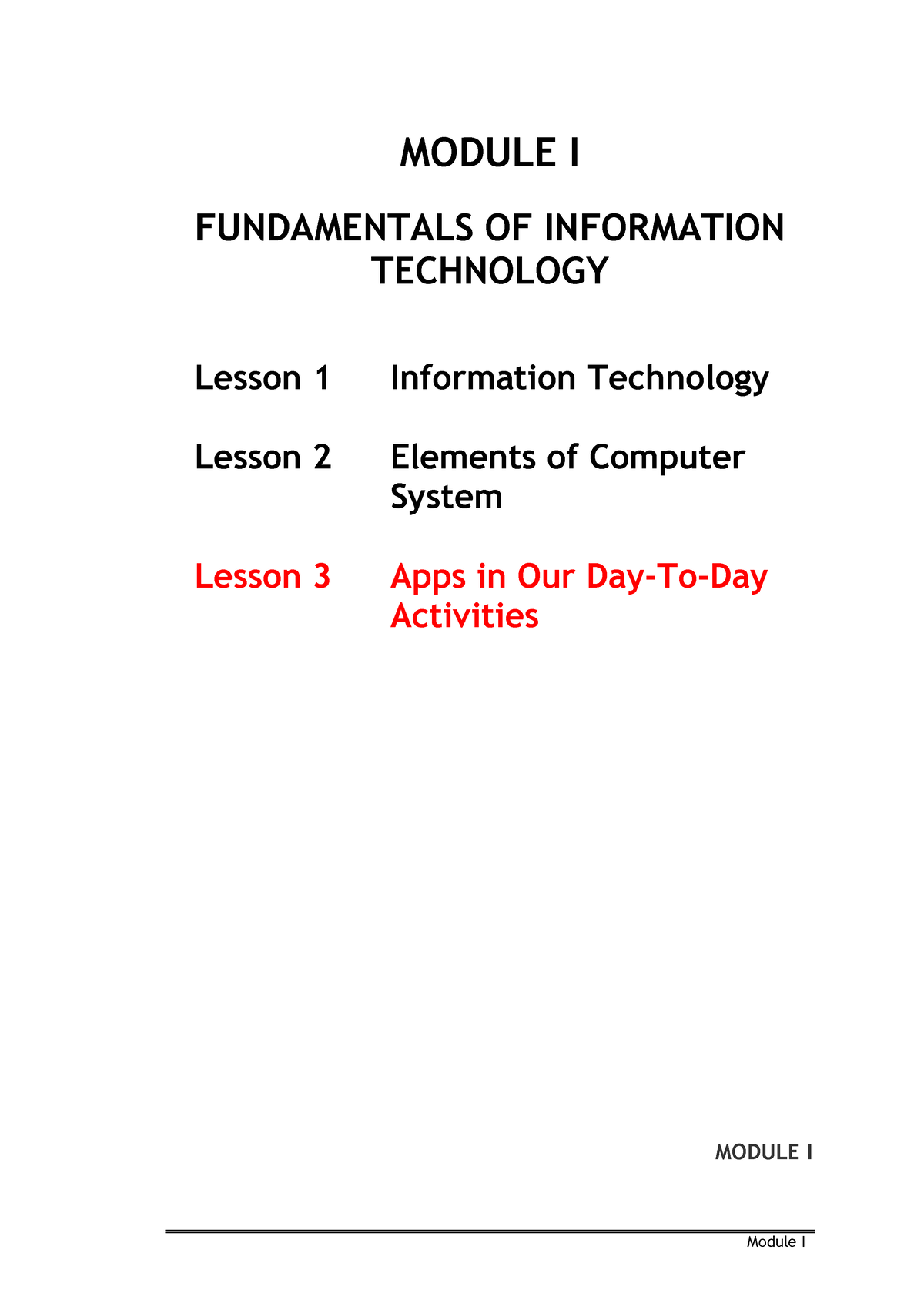 M1 Lesson 3 - ............... - MODULE I FUNDAMENTALS OF INFORMATION ...