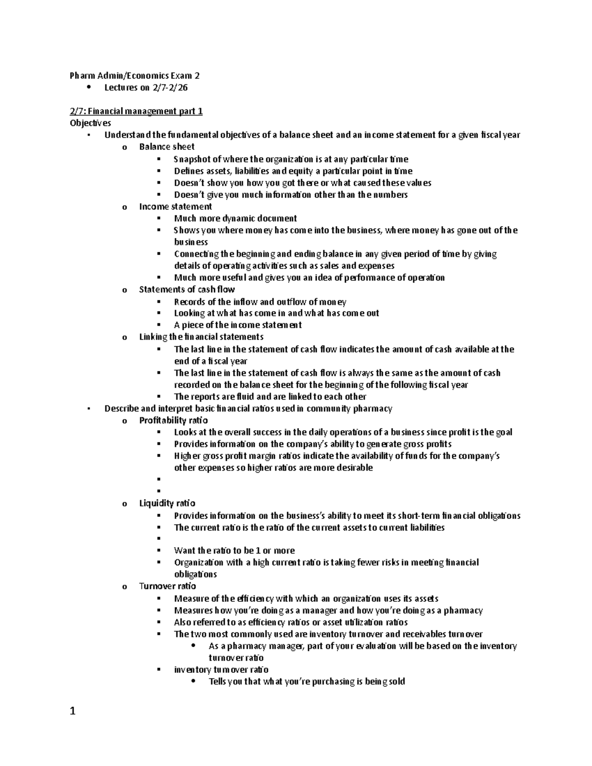 Pharm Admin & Economics Exam 2 - Pharm Admin Economics Exam 2 Lectures 