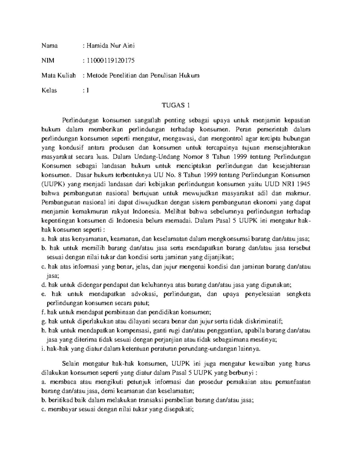 MPPH Tugas 1 (I) - Nama : Hamida Nur Aini NIM : 11000119120175 Mata ...