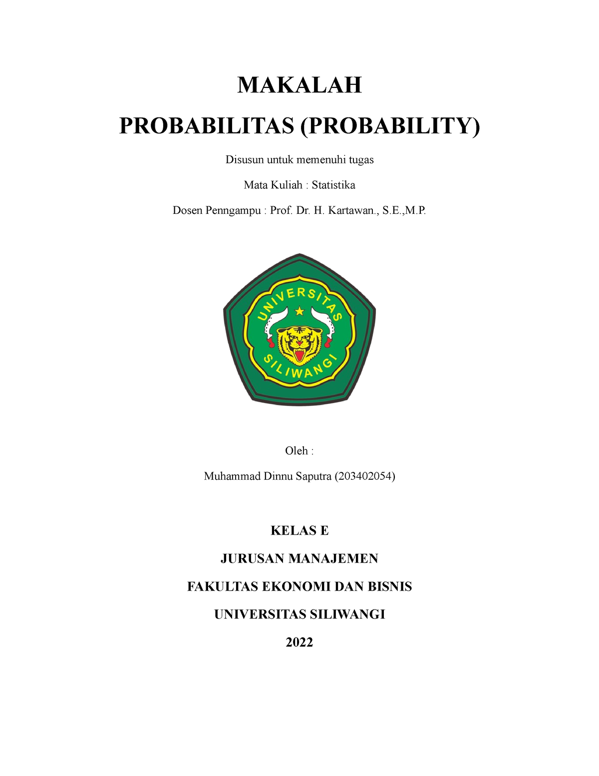 Statistika Dasar - MAKALAH PROBABILITAS (PROBABILITY) Disusun Untuk ...