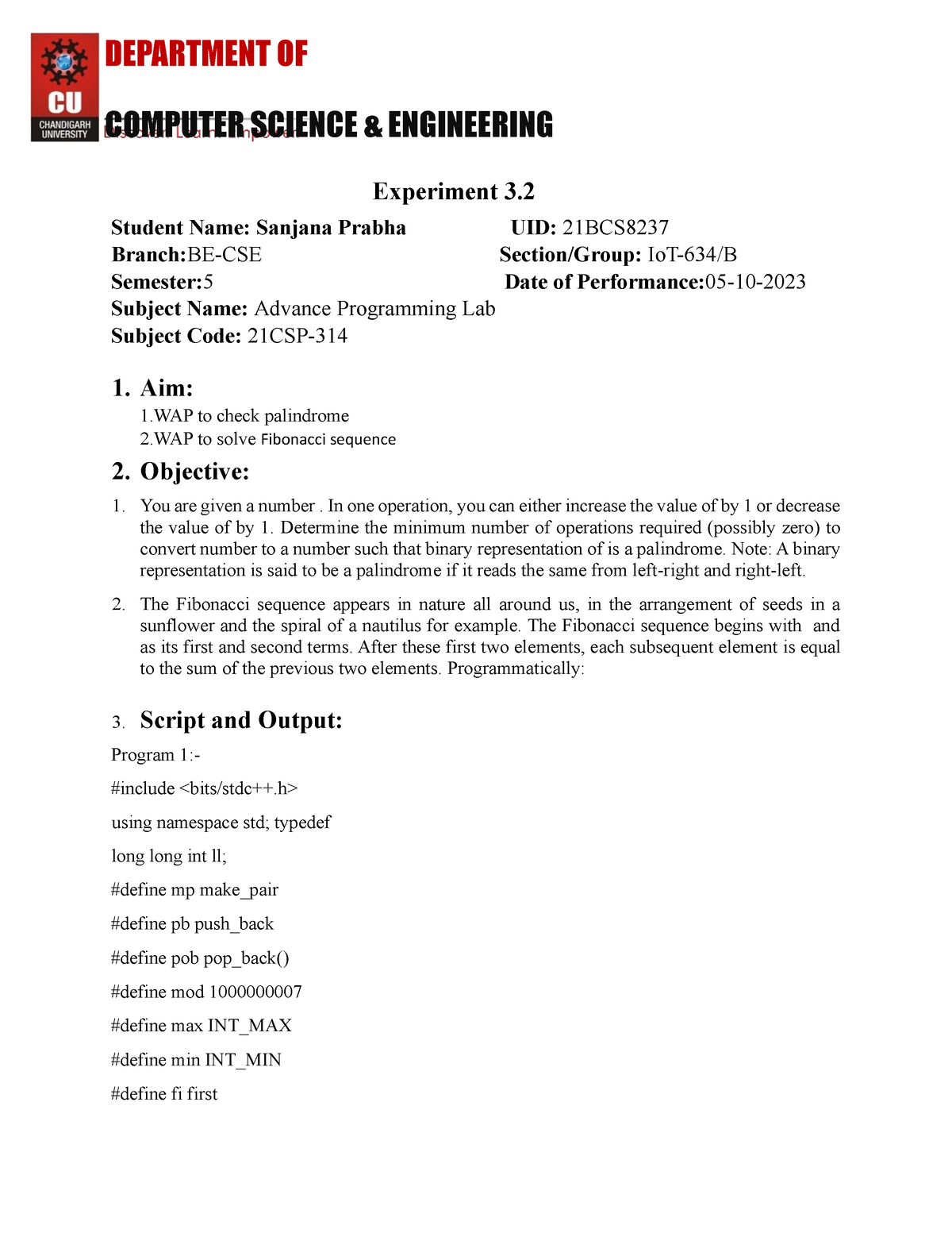 aiml experiment 3.2 - COMPUTER SCIENCE & ENGINEERING Experiment 3 ...