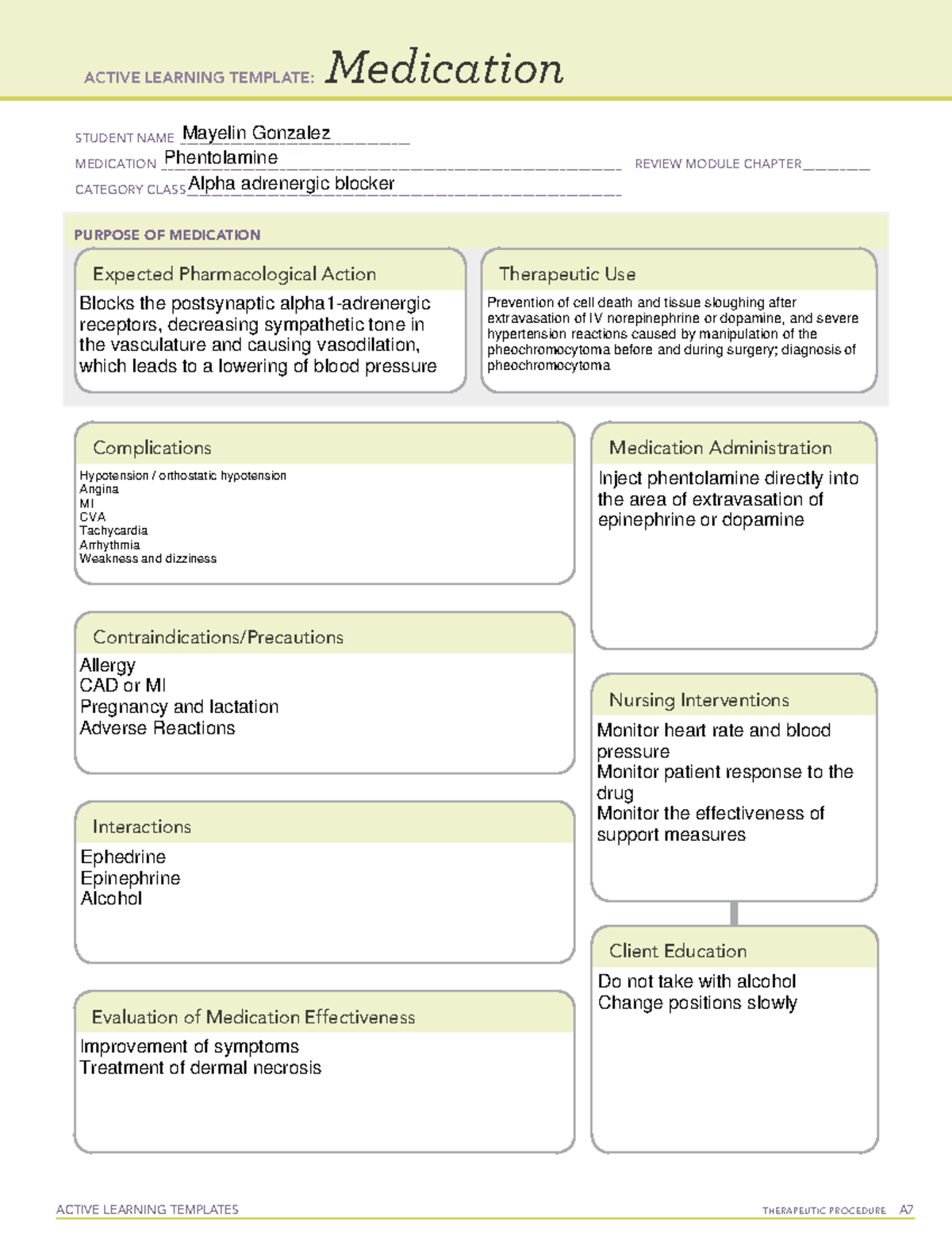 Phentolamine - Drug Templates - ACTIVE LEARNING TEMPLATES THERAPEUTIC ...