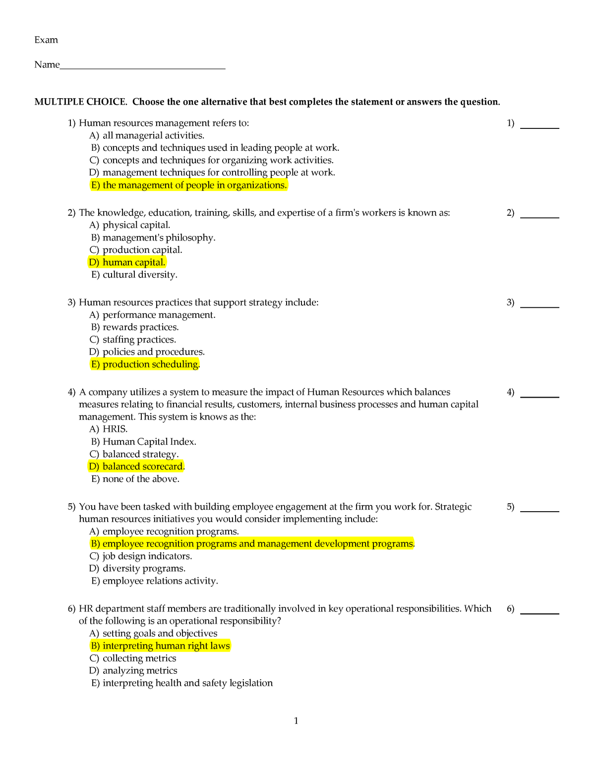 1 - test bank - Exam Name___________________________________ - Studocu